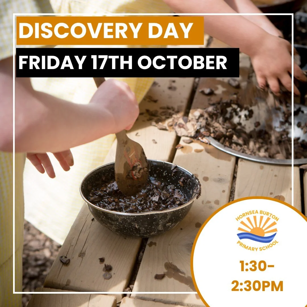 π Discovery Day – Friday 17th October, 1:30–2:30pm! π
Come along and discover our wonderful EYFS and Nursery setting at Hornsea Burton Primary School!
If your child is 2 years or older, we’d love to invite you to join us for a fu