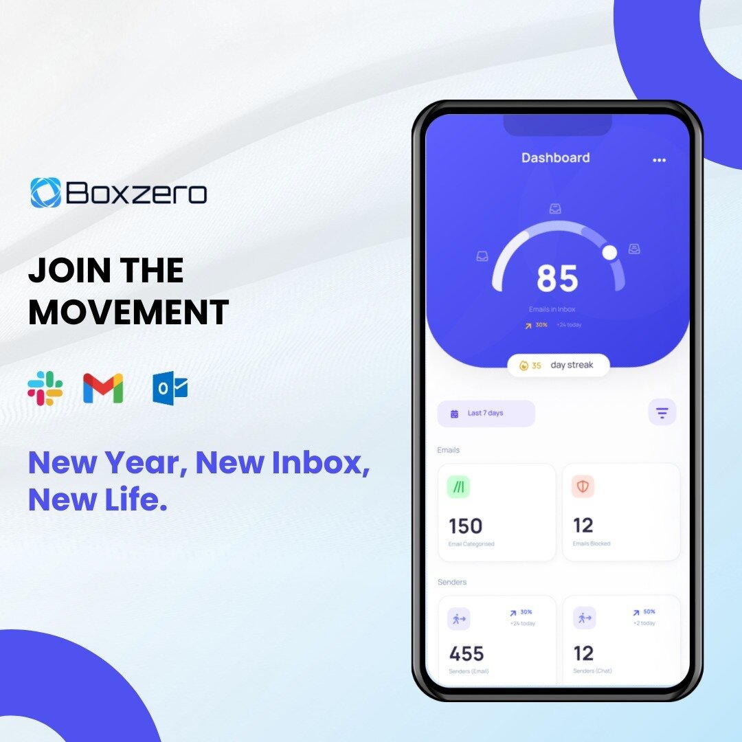 Ready to break free from inbox chaos in the New Year? 🚀✉️ Join the movement and embrace Inbox Freedom with Boxzero! 🌐🔗 

Unleash the power of organized simplicity, reclaim your time, and transform your digital life. It's not just a tool; it's a re