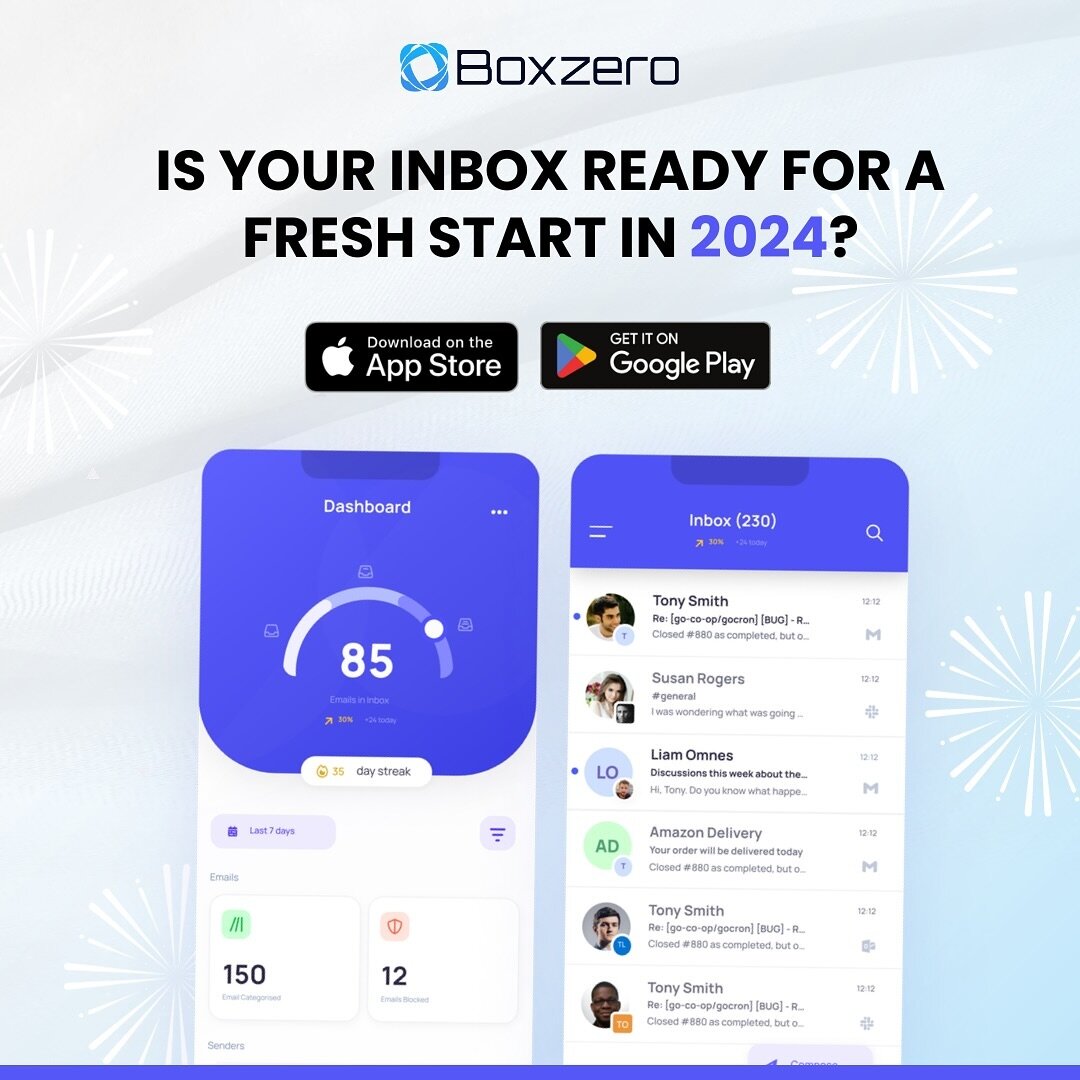 Is your inbox prepared for a fresh start in 2024? 🌟 With Boxzero, it&rsquo;s not just a fresh start; it&rsquo;s a digital rebirth! 📦✉️ Bid farewell to clutter and welcome the new year with organized simplicity. 

Let Boxzero be your ally in craftin