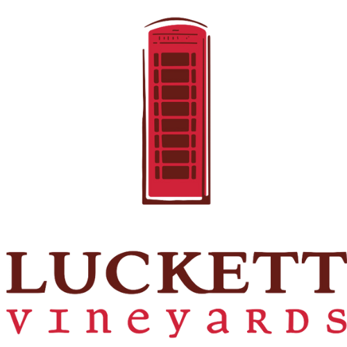 Luckett Vineyards logo with red British phone booth illustration.