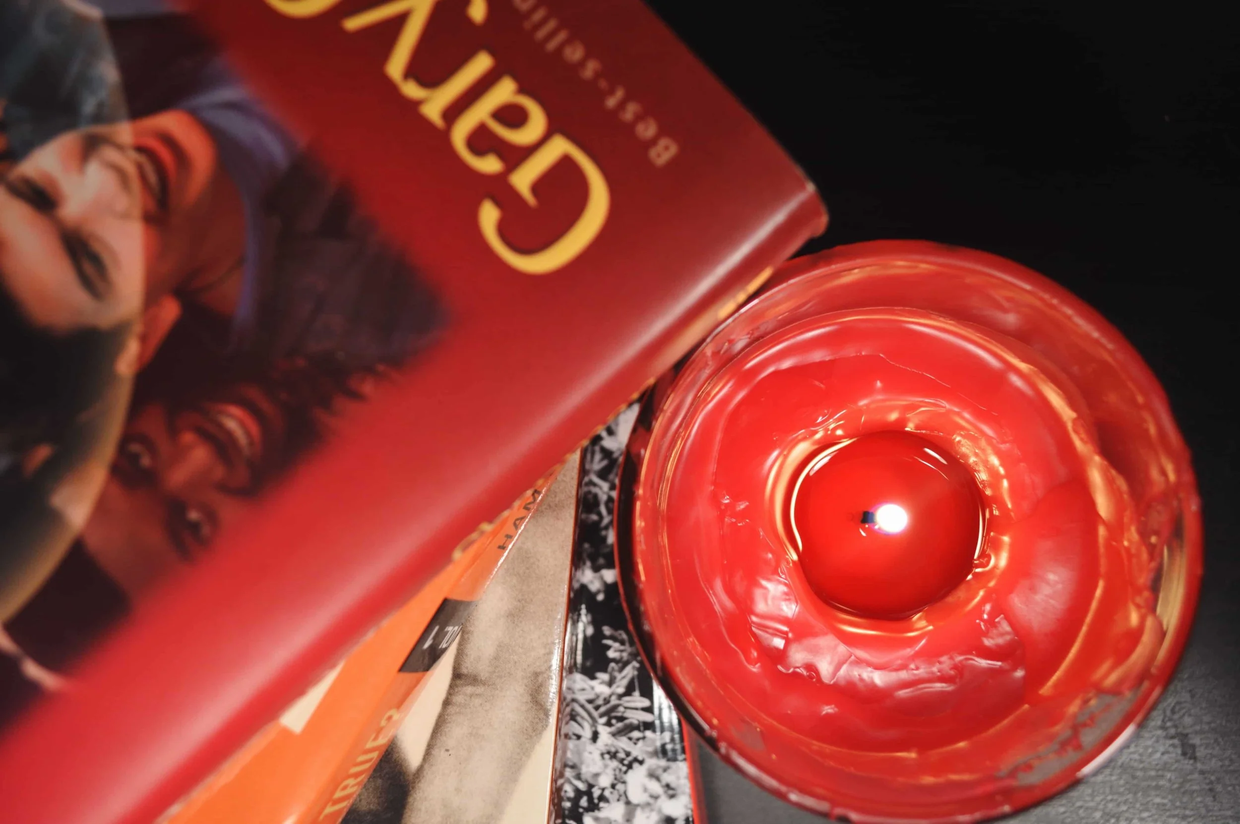 Candle beside a poetry book, sex poems and poem for adults only reading mood