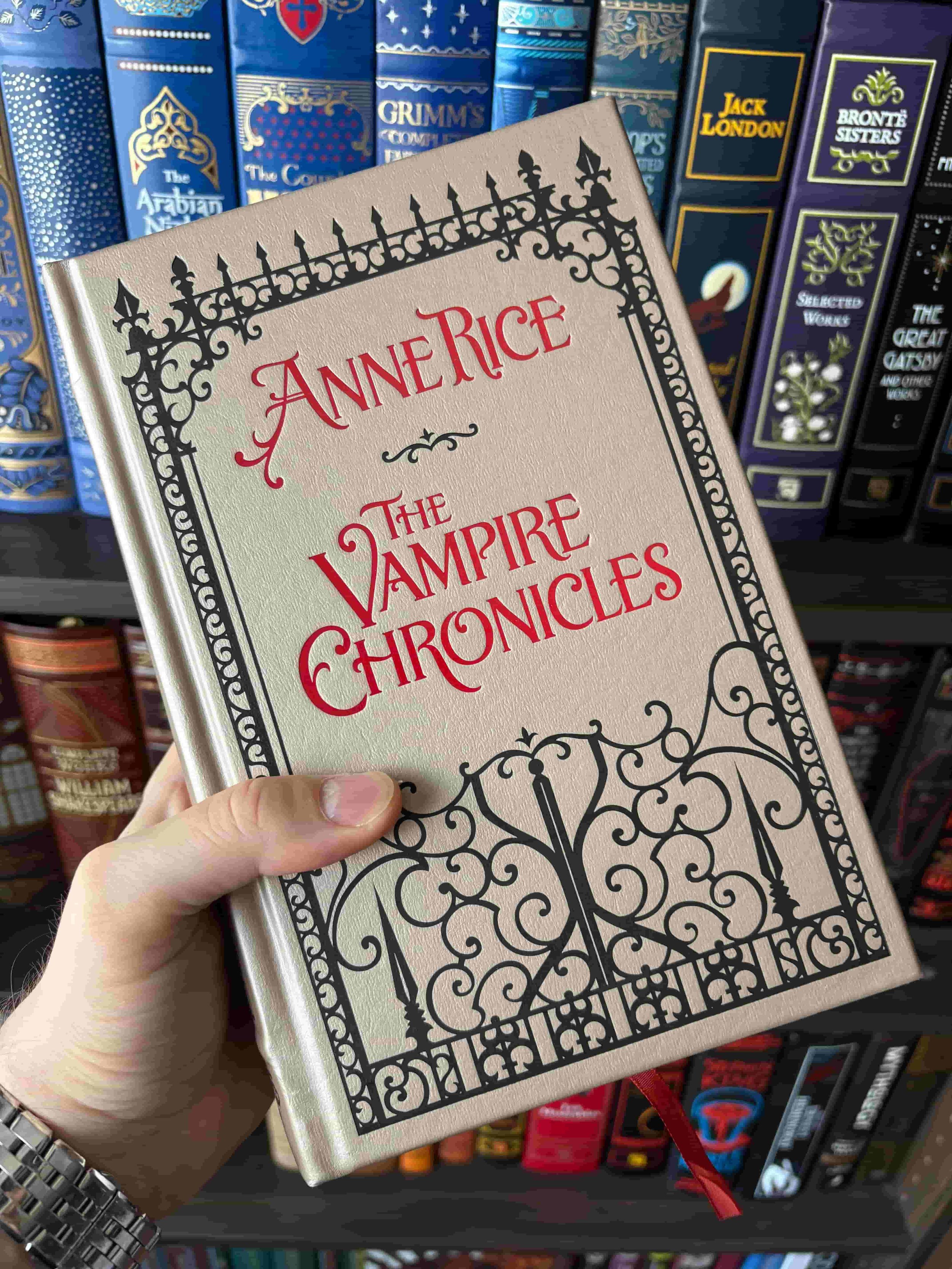 Alex Nikolov of His and Hers Book Club holding Anne Rice The Vampire Chronicles Leatherbound Edition 2026