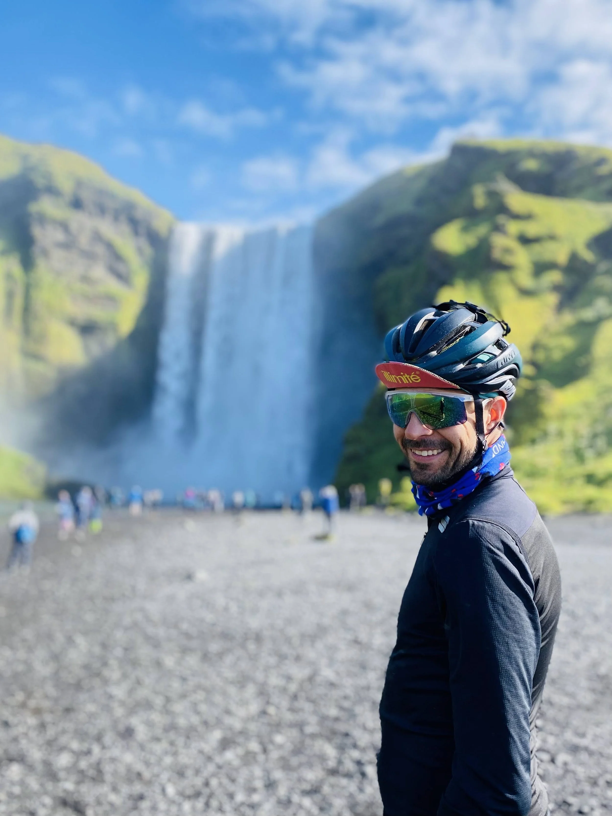 Vincent with his Illimité.cc cycling cap and Delta sunglasses from Alba Optics