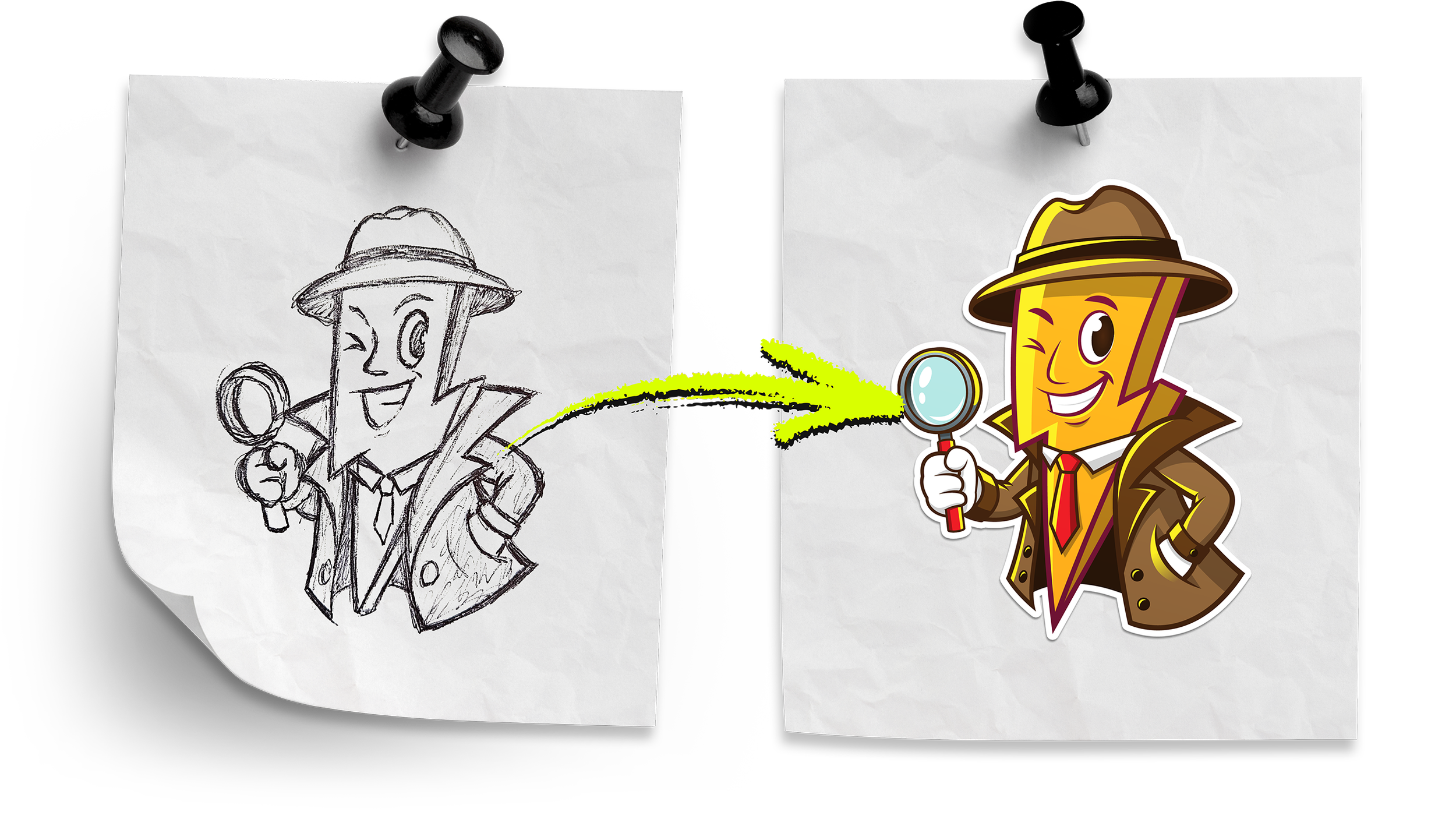 Detailed Electrical mascot sketch
