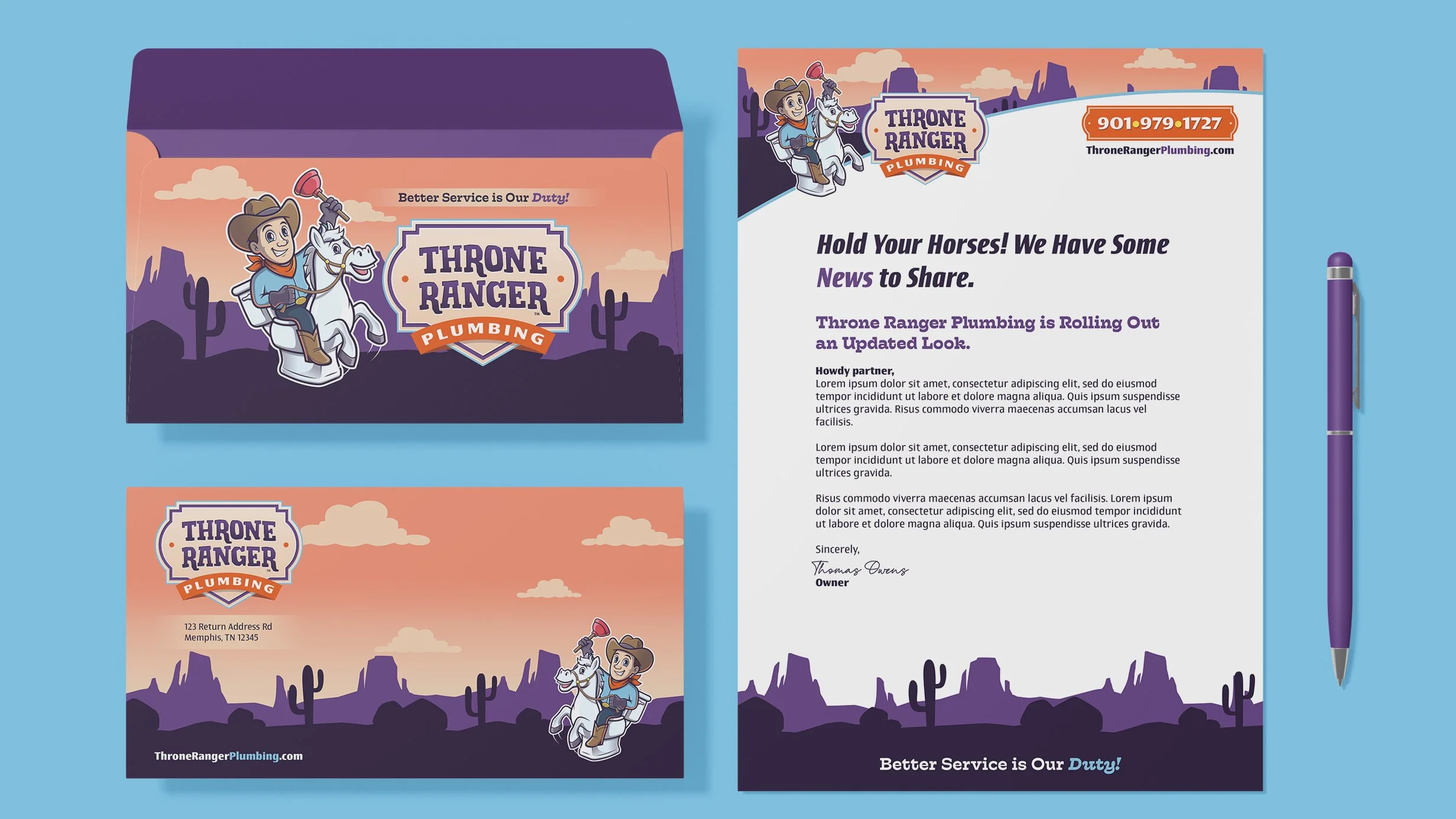 Throne Ranger Plumbing stationery design