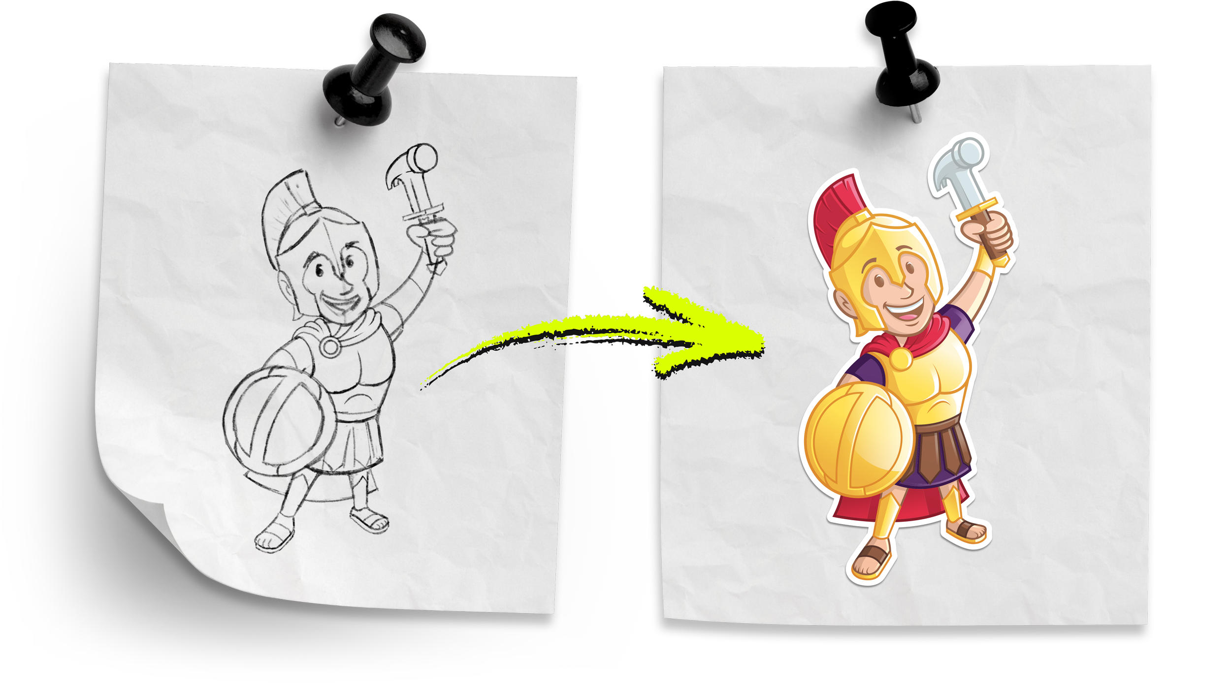 Ironbound Roofing mascot sketch