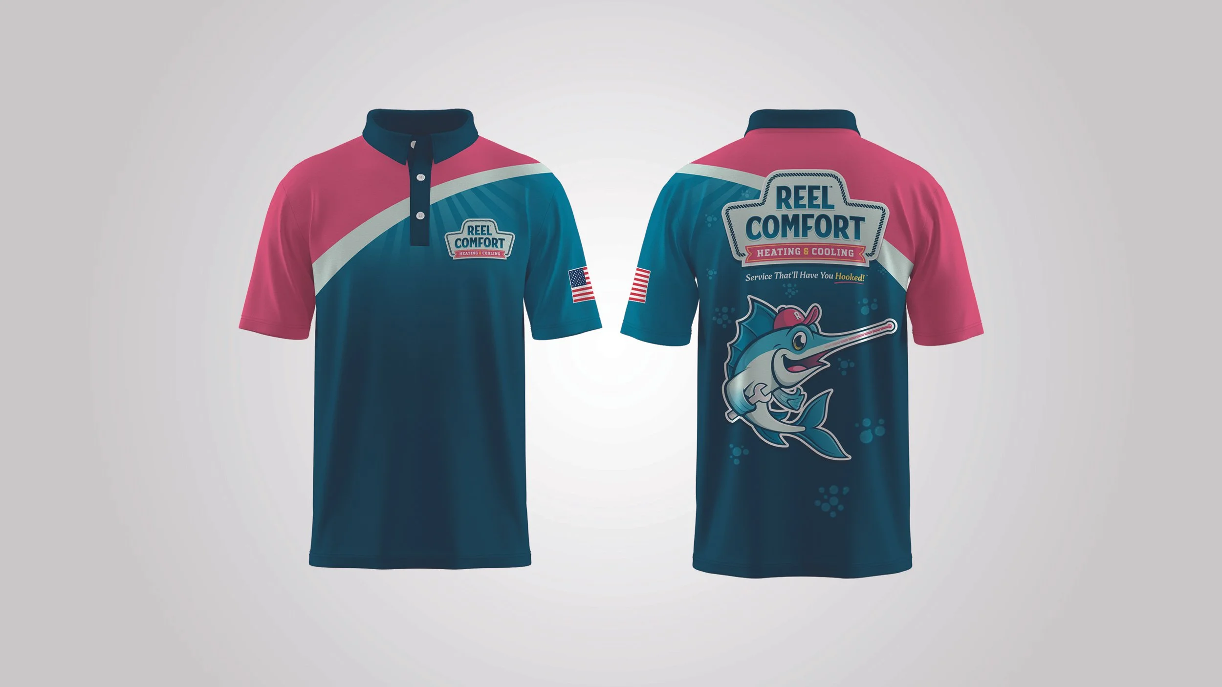 Reel Comfort Heating & Cooling polo shirt