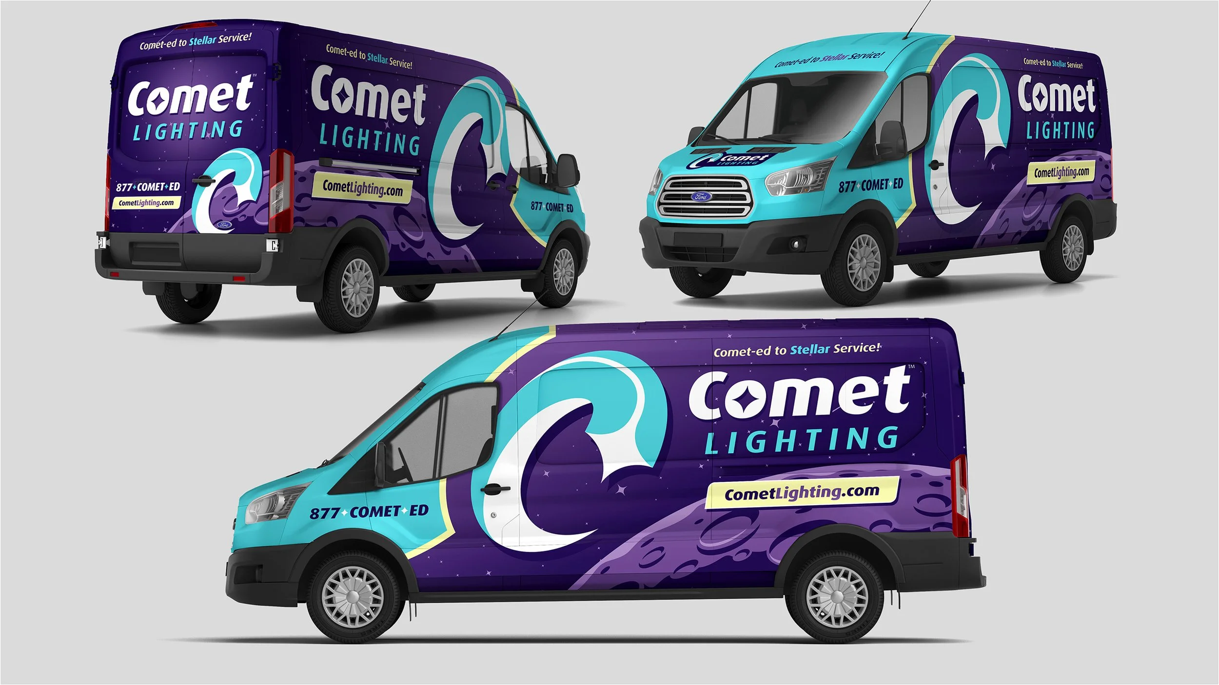 Comet Lighting van wrap design