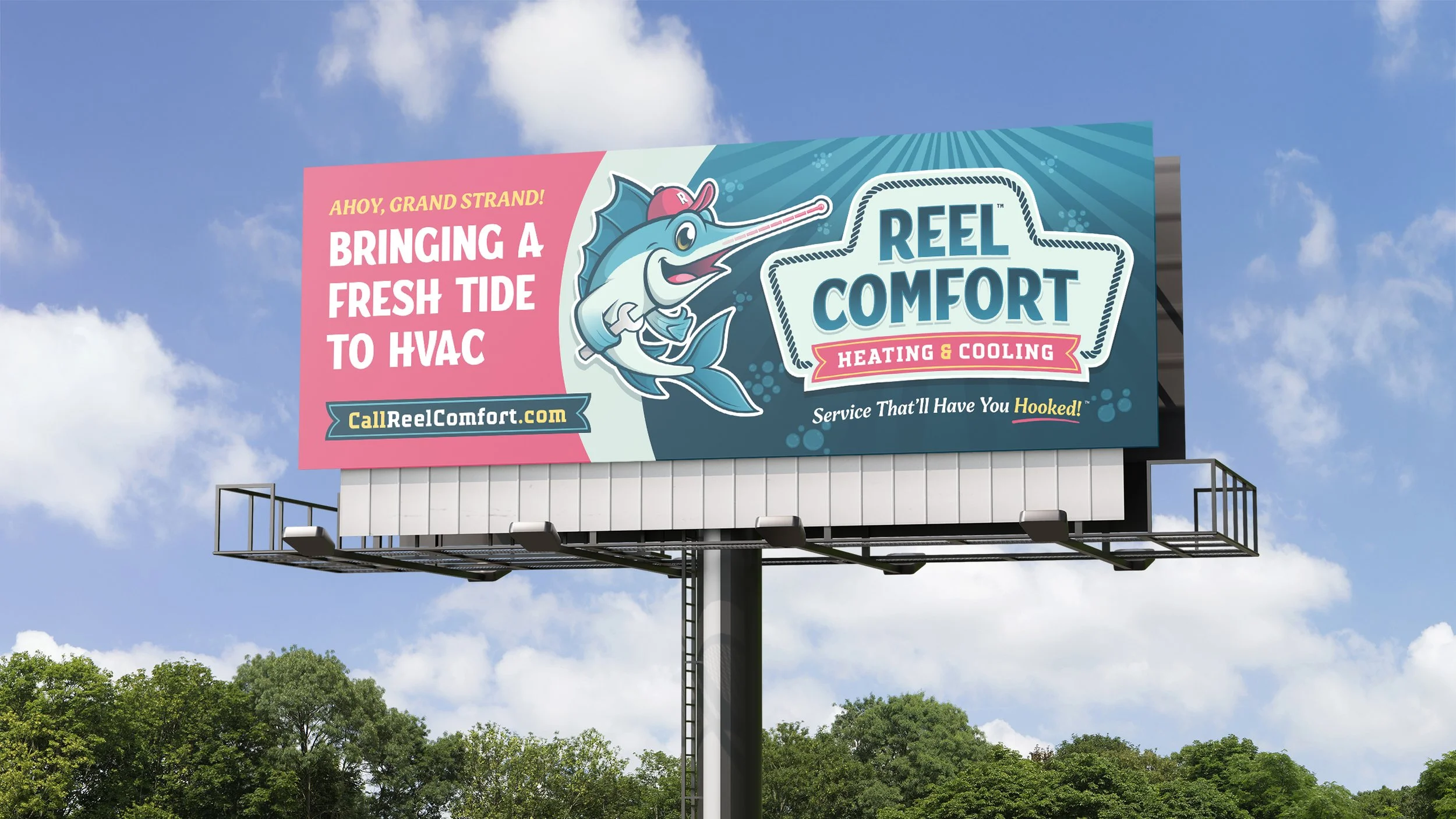 Reel Comfort Heating & Cooling billboard design