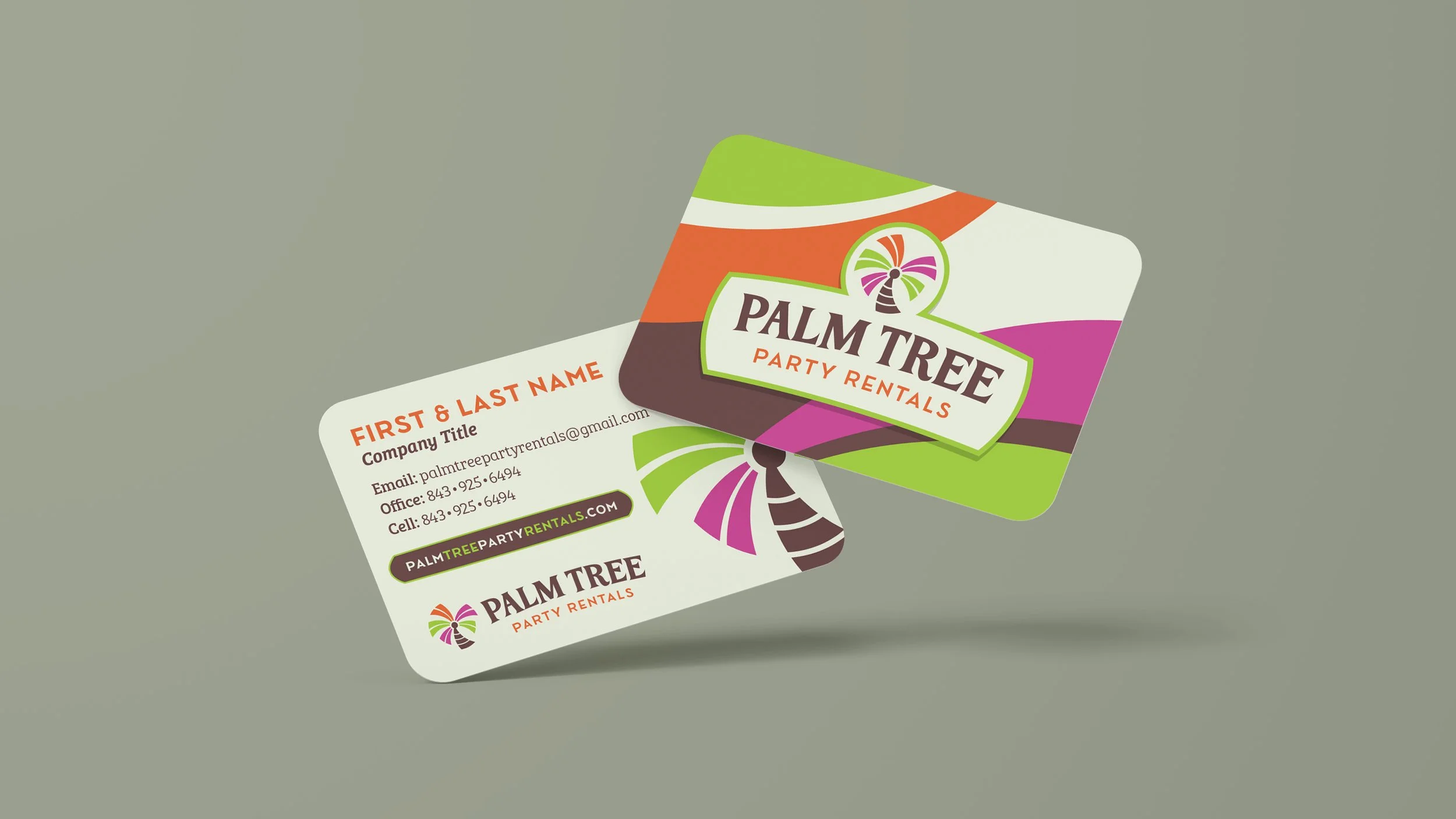 Palm Tree Party Rentals business card design