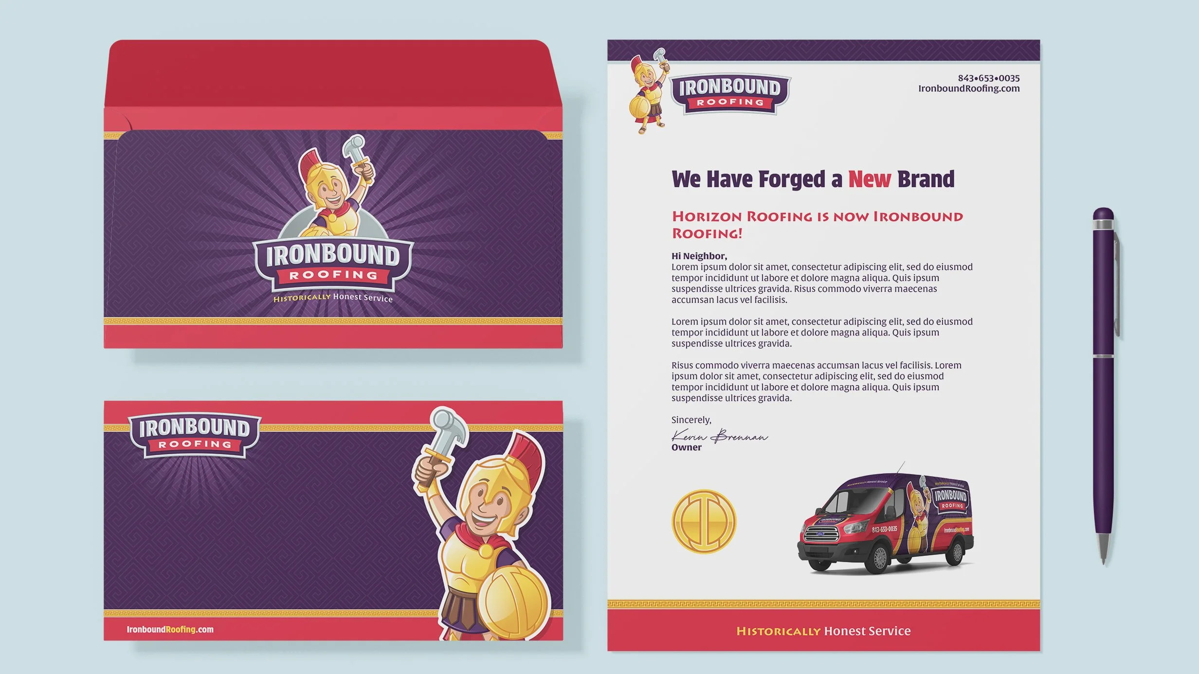Ironbound Roofing stationery design