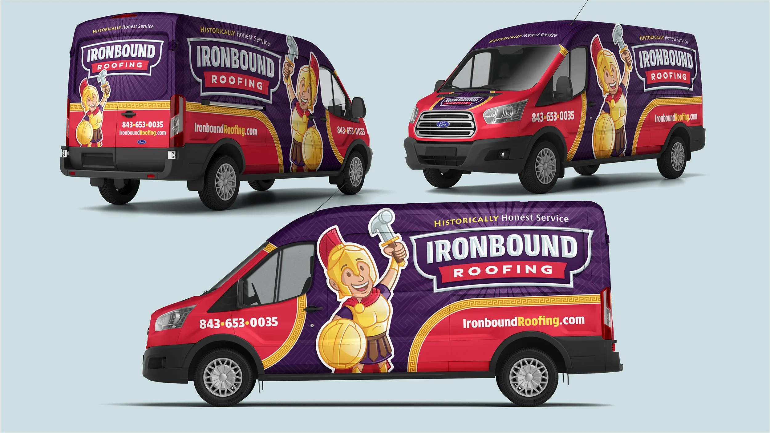 Ironbound Roofing van wrap design