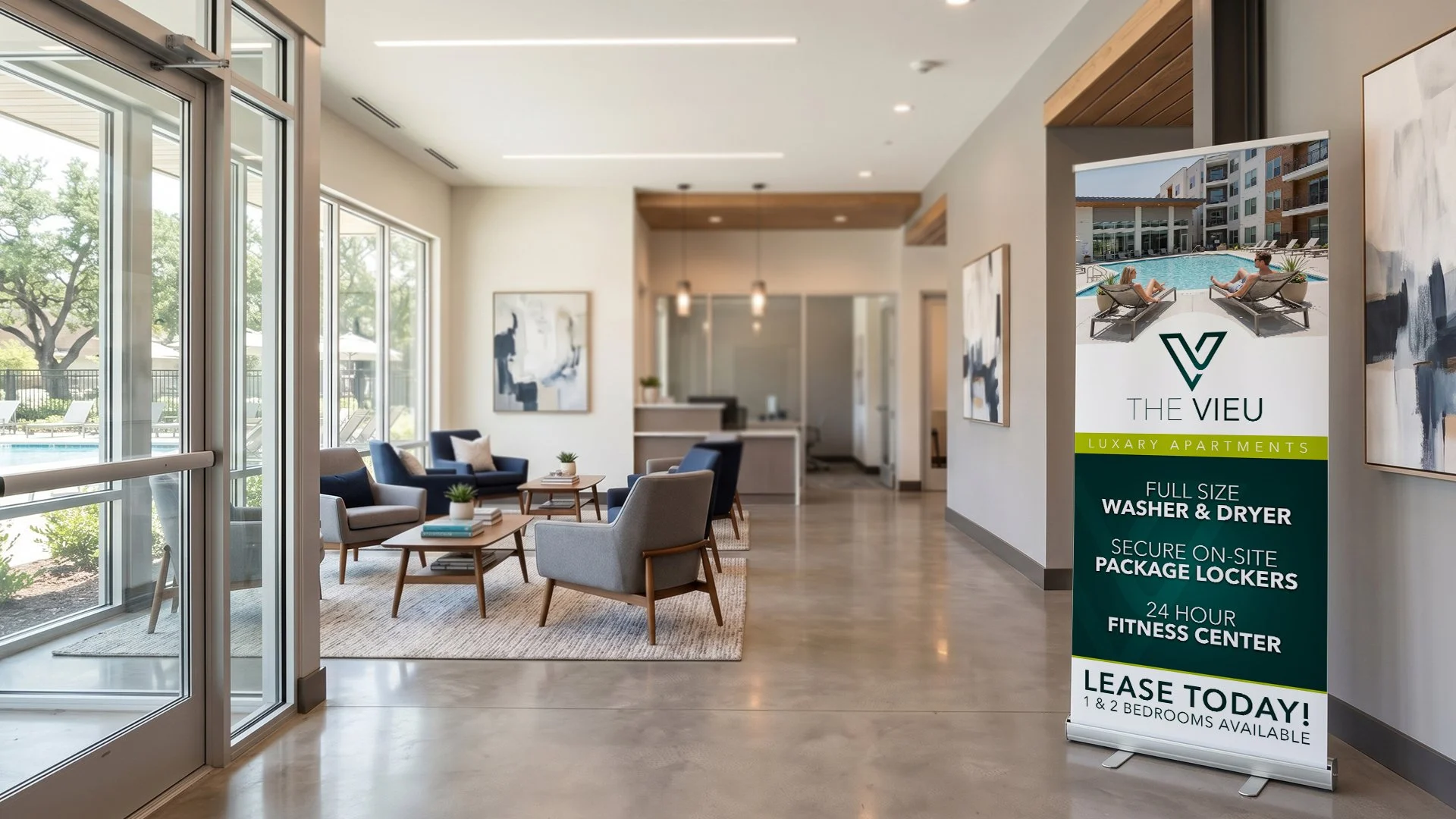 Econo retractable banner stand roll-over view