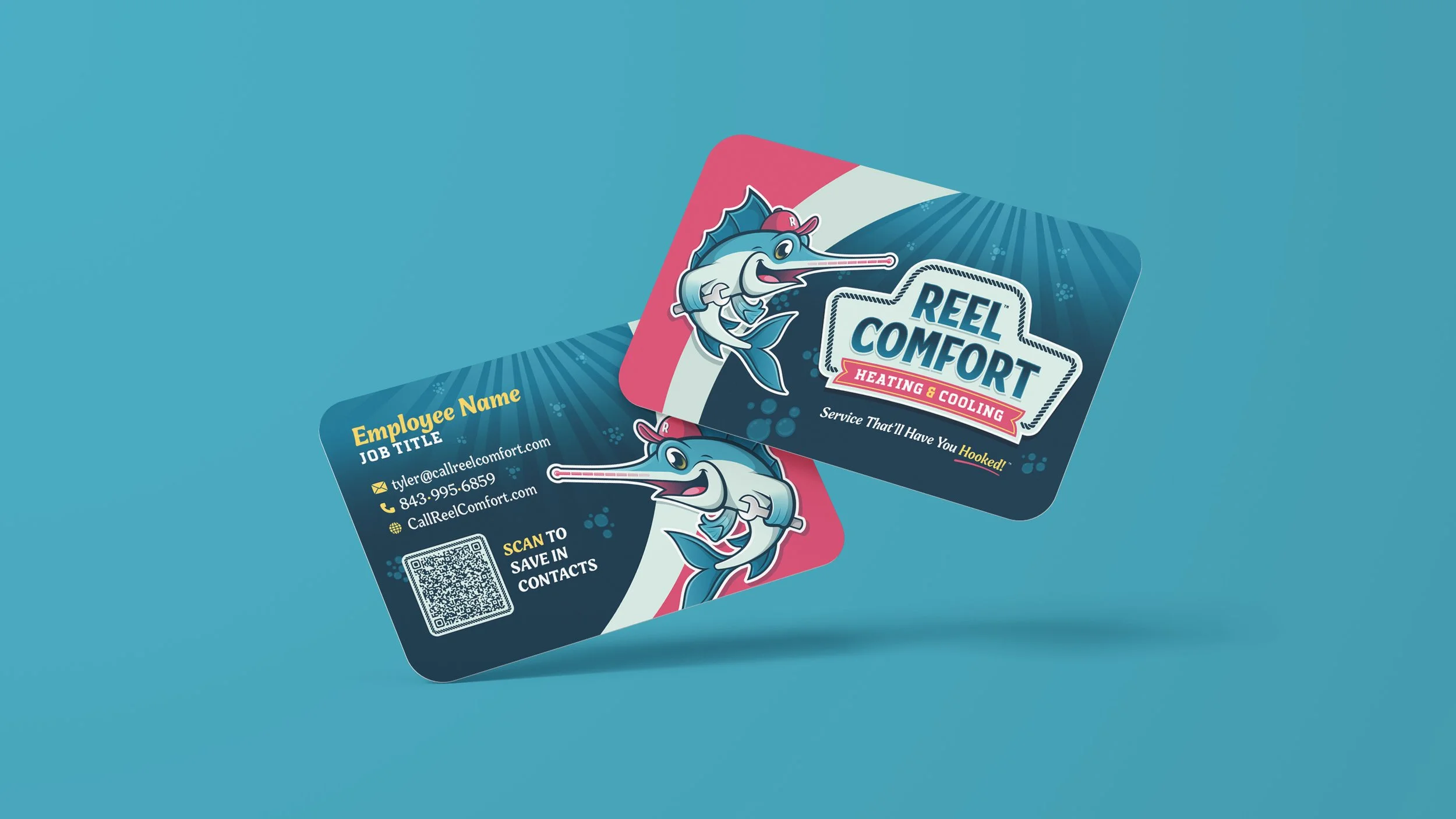 Reel Comfort Heating & Cooling business card design