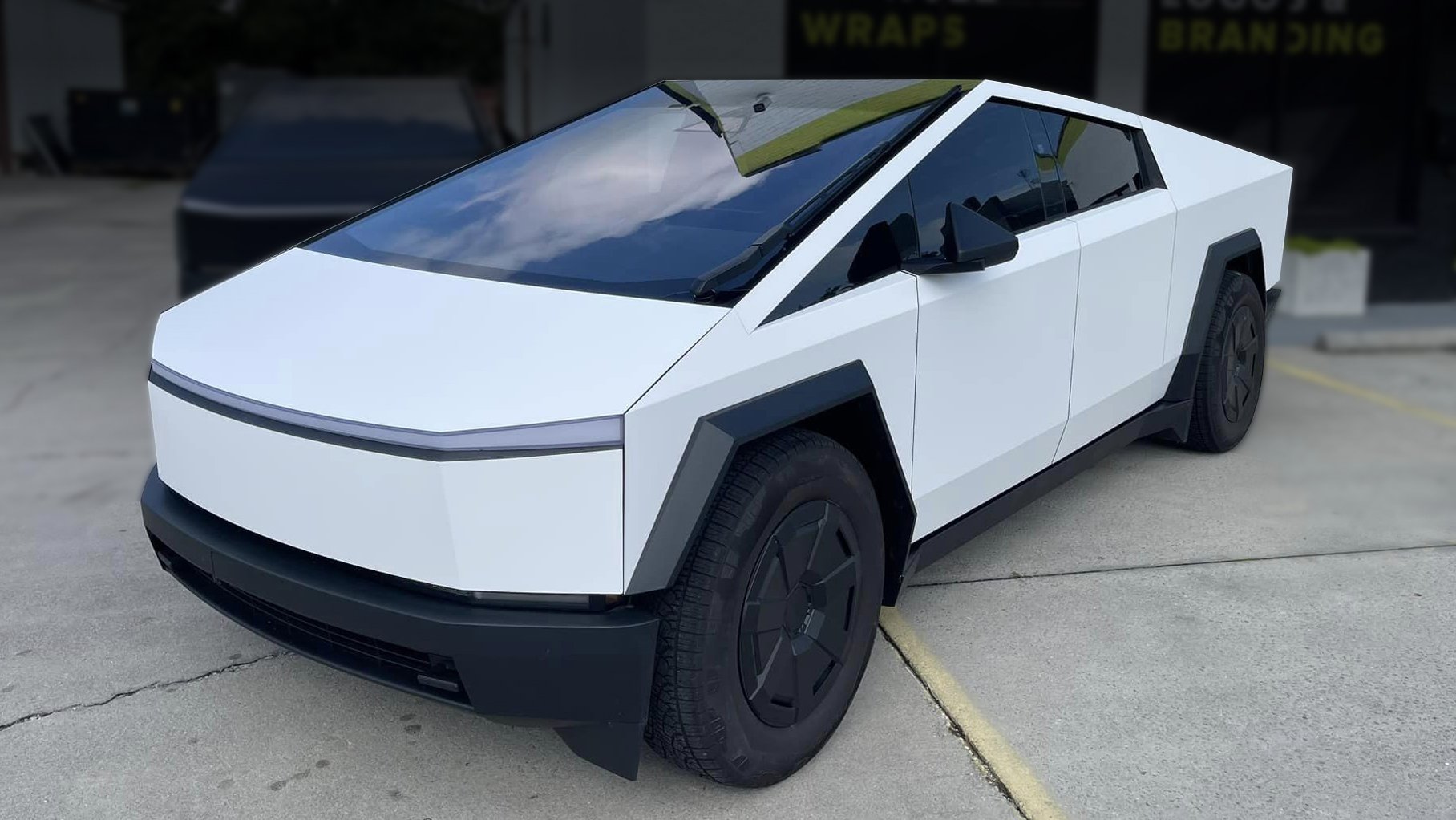 White Tesla Cybertruck Wrap