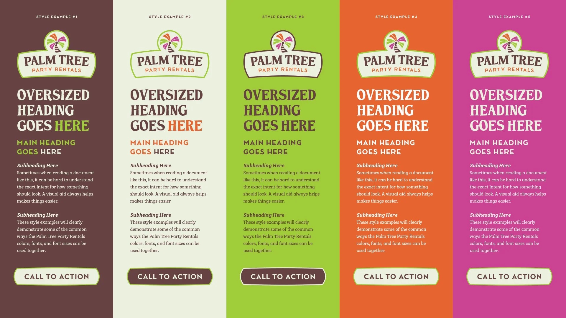 Palm Tree Party Rentals style guide