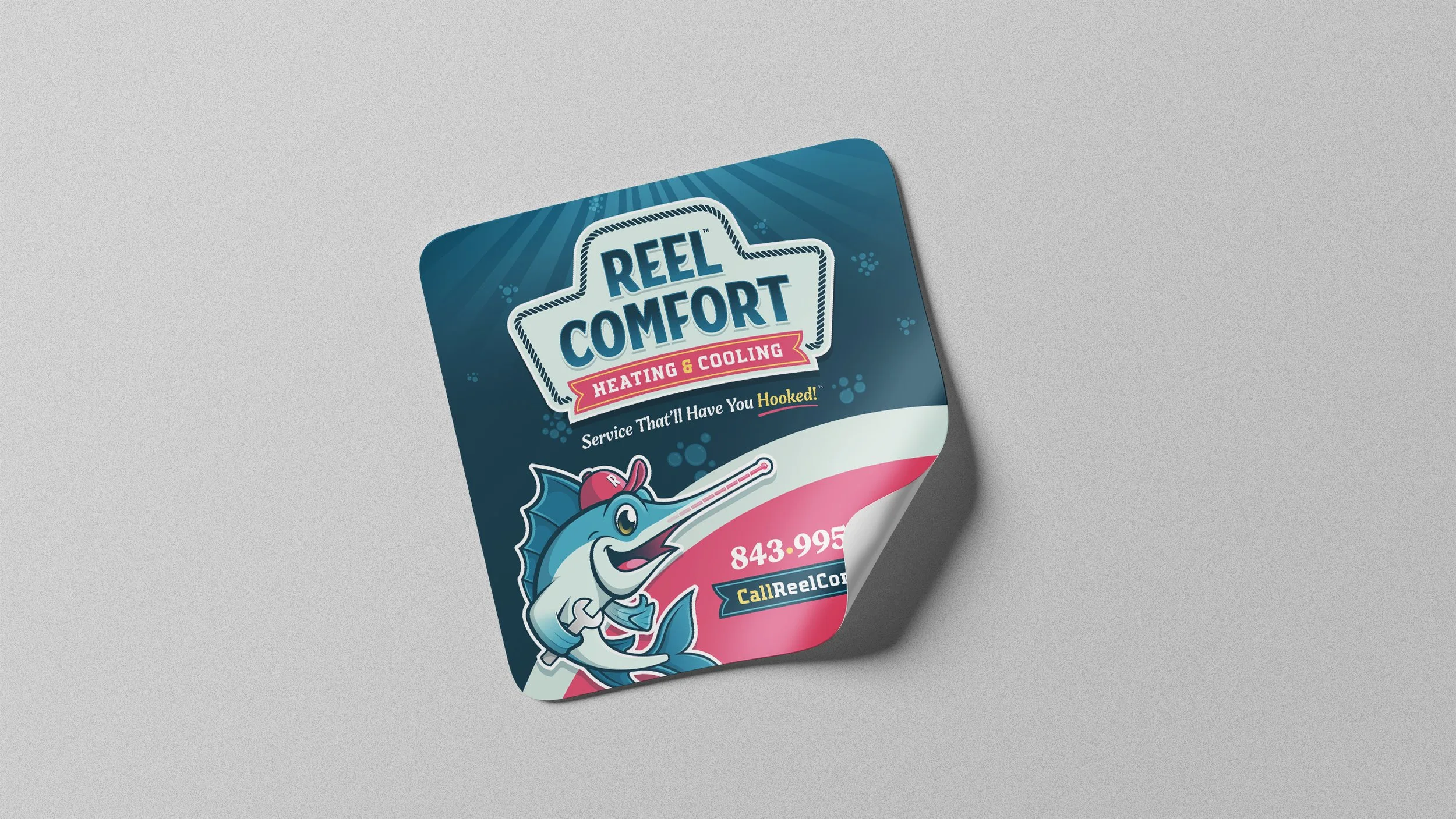 Reel Comfort Heating & Cooling unit sticker design