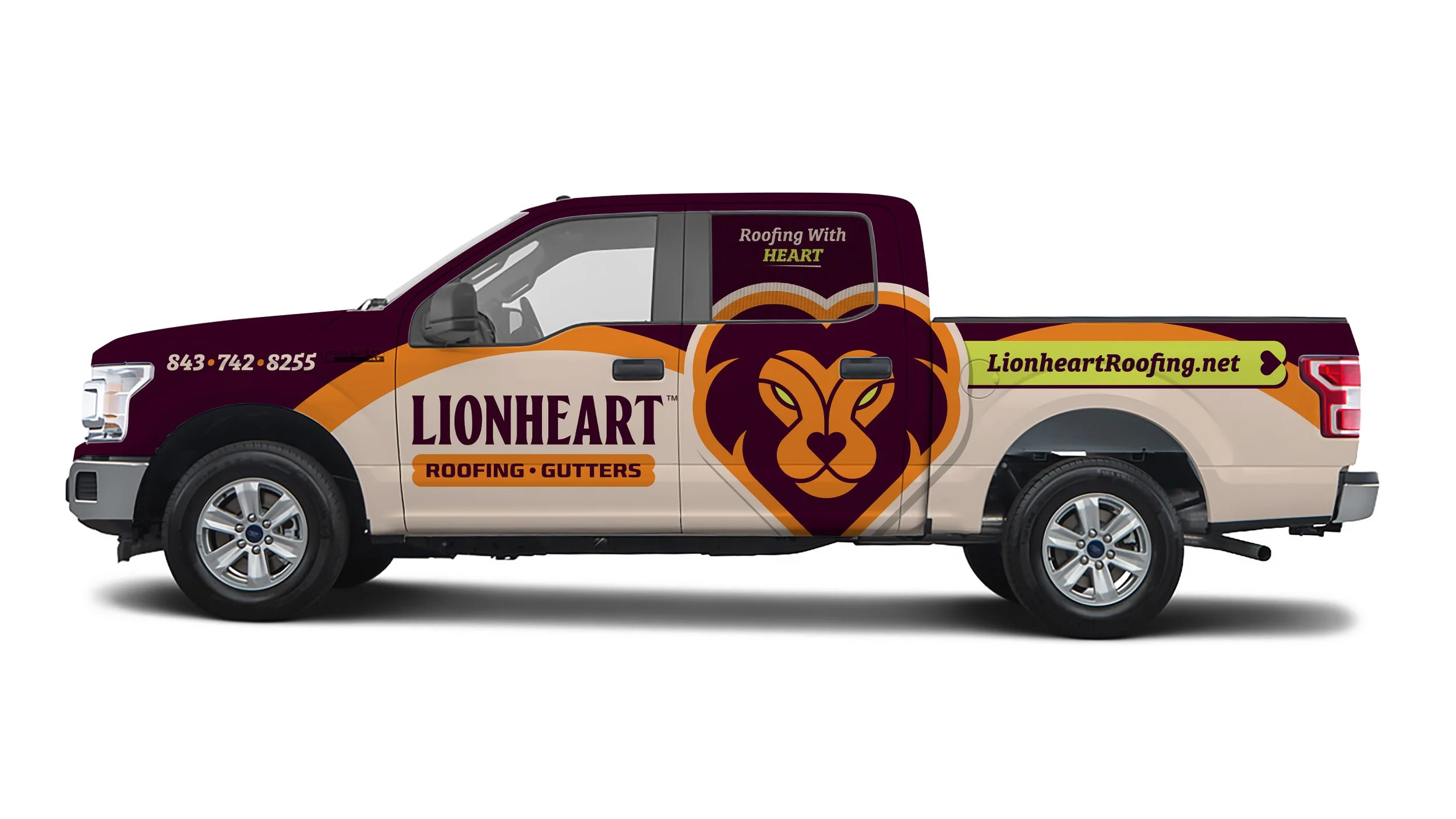 Lionheart Roofing truck wrap