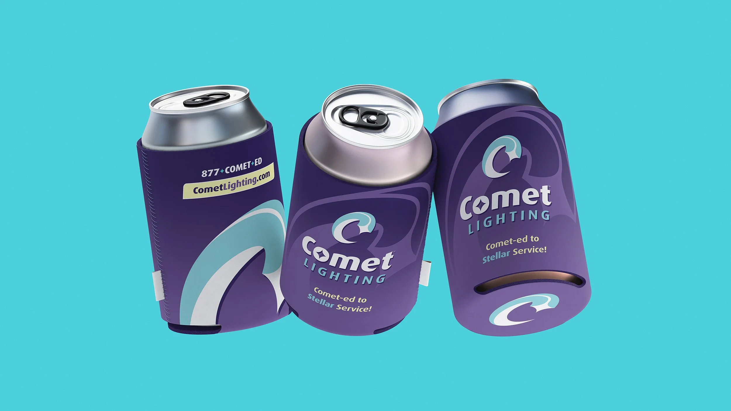 Comet Lighting koozie design