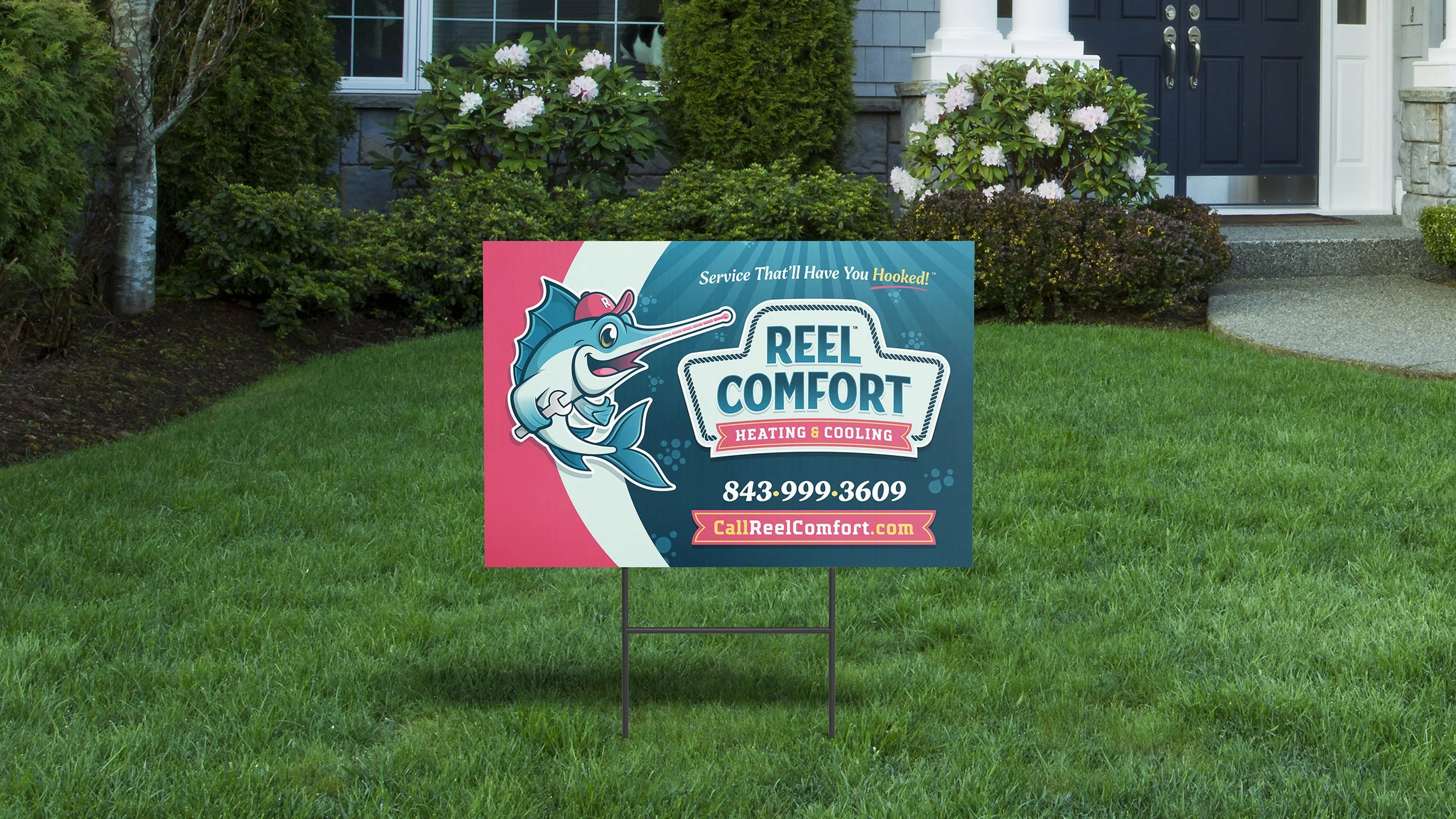 Reel Comfort Heating & Cooling yard sign