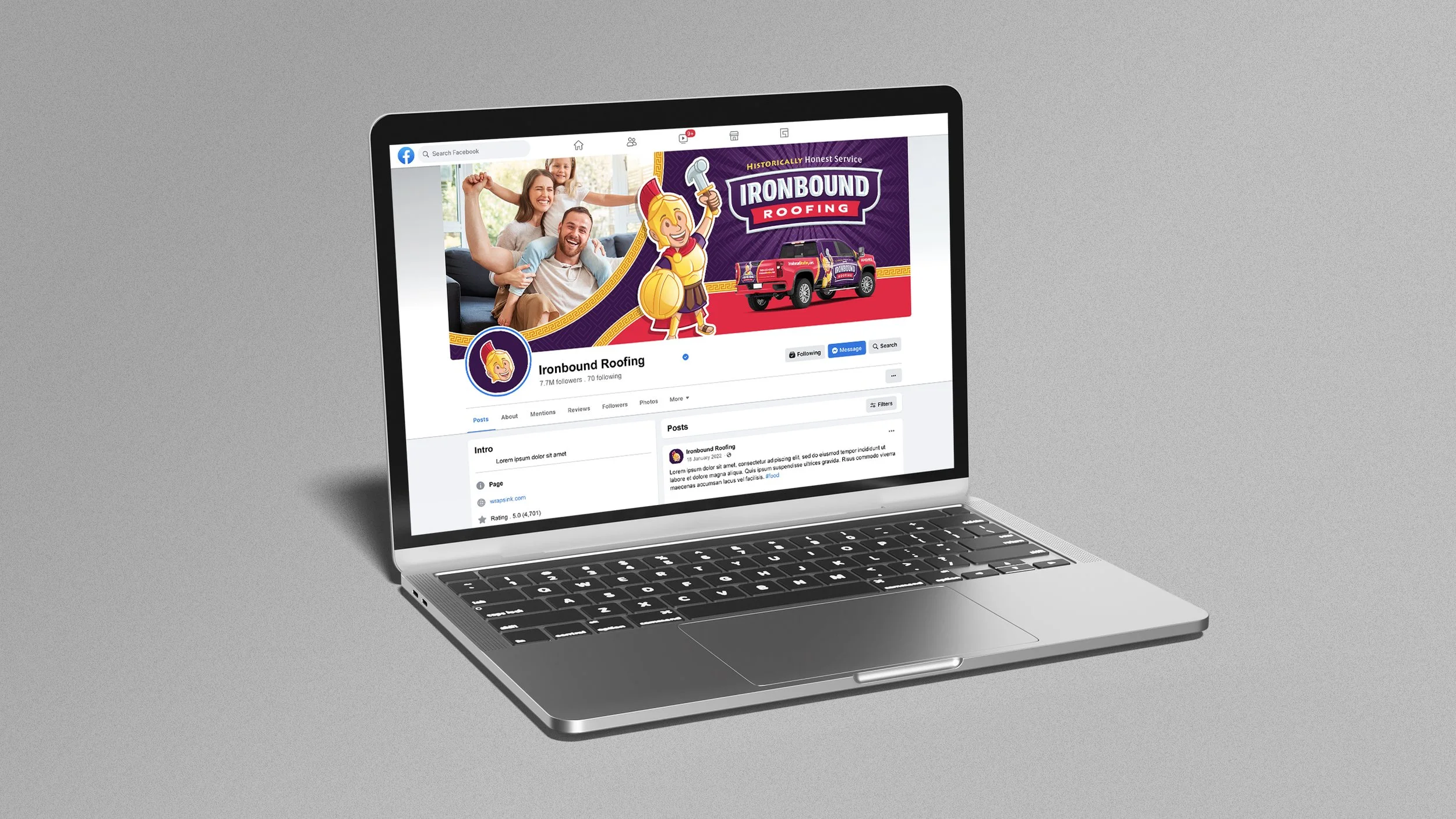 Ironbound Roofing social media profile design