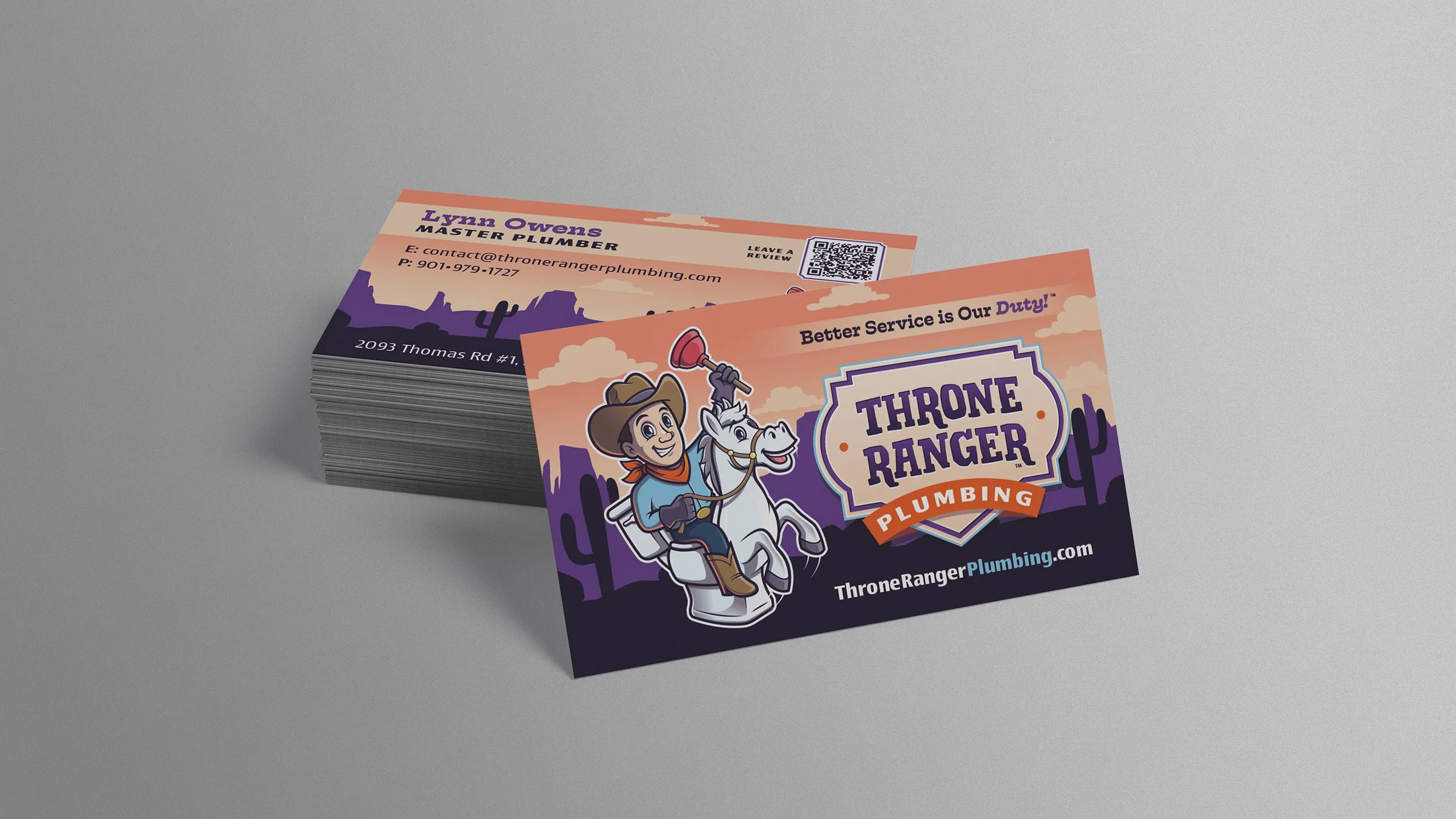 Throne Ranger Plumbing business cards