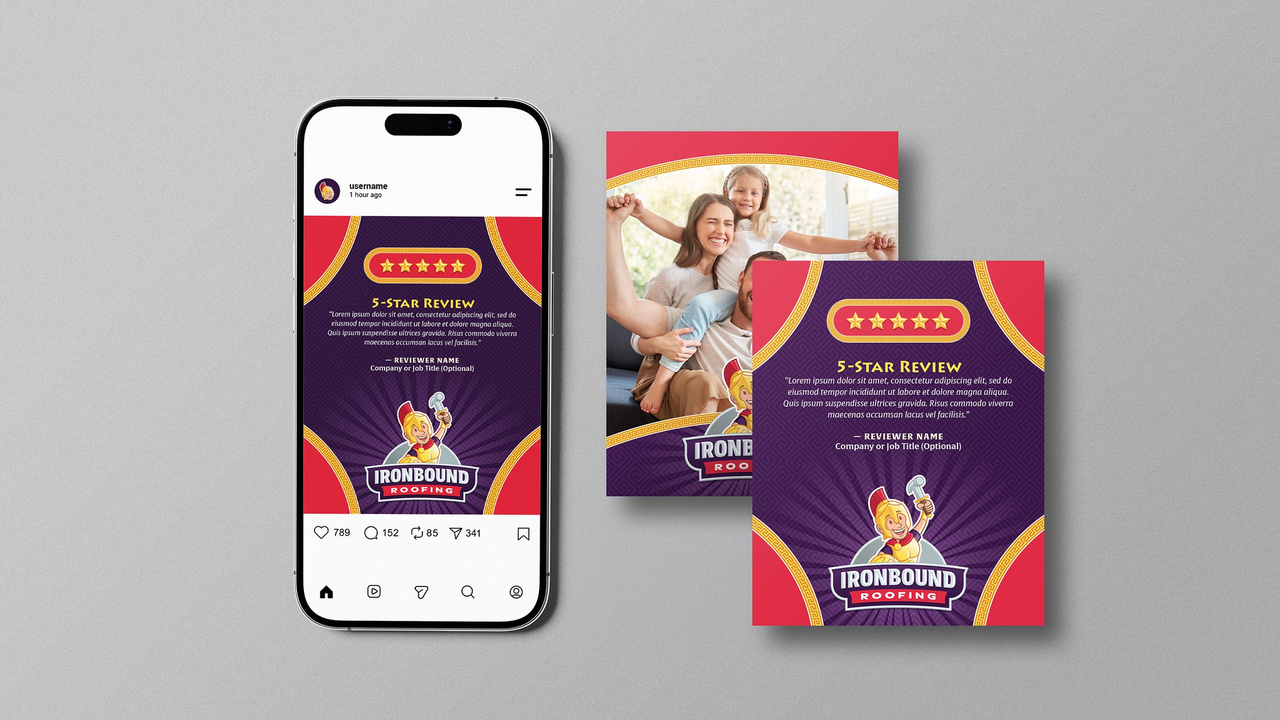 Ironbound Roofing social media post tempaltes