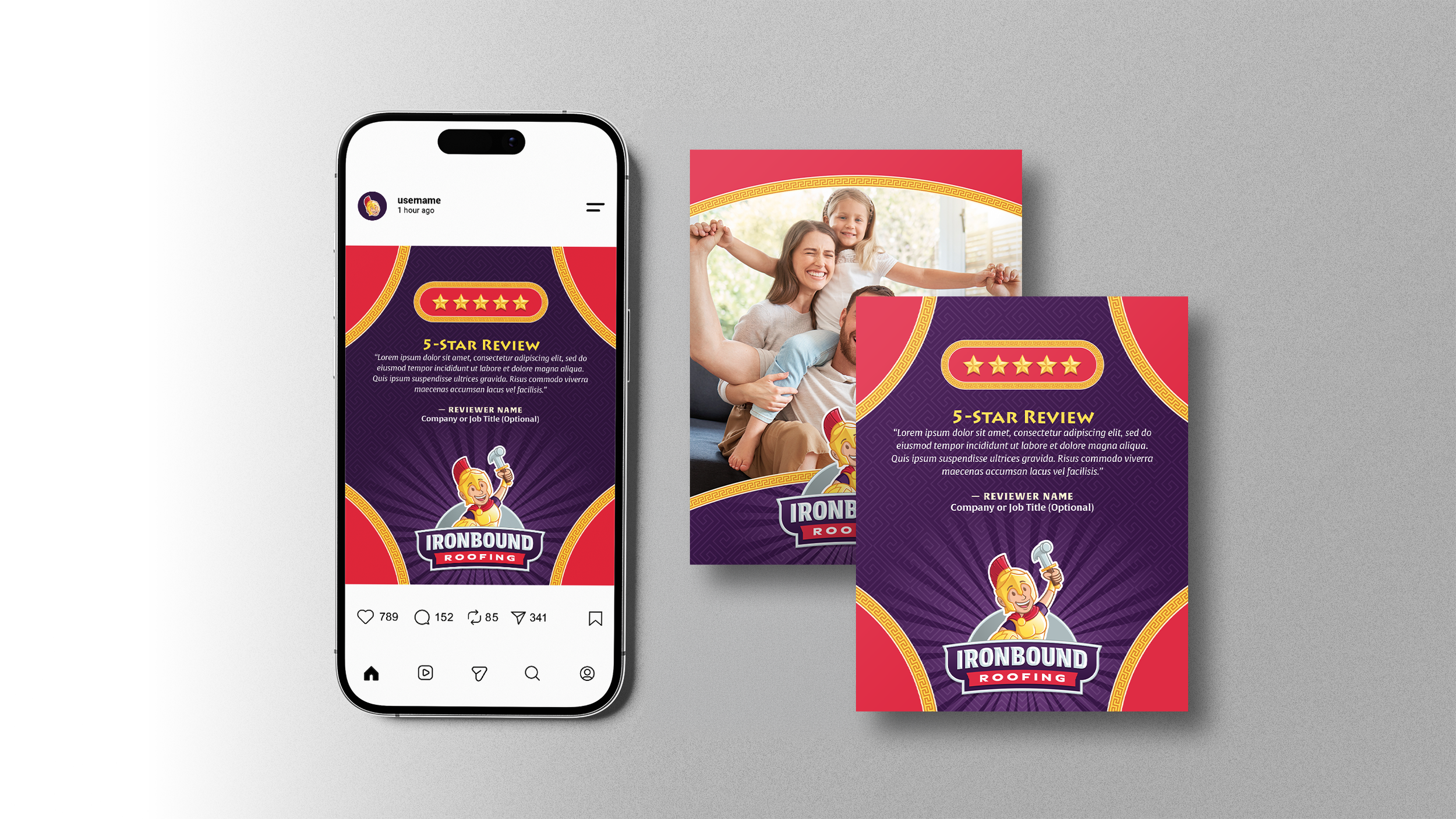 Ironbound Roofing social media graphics