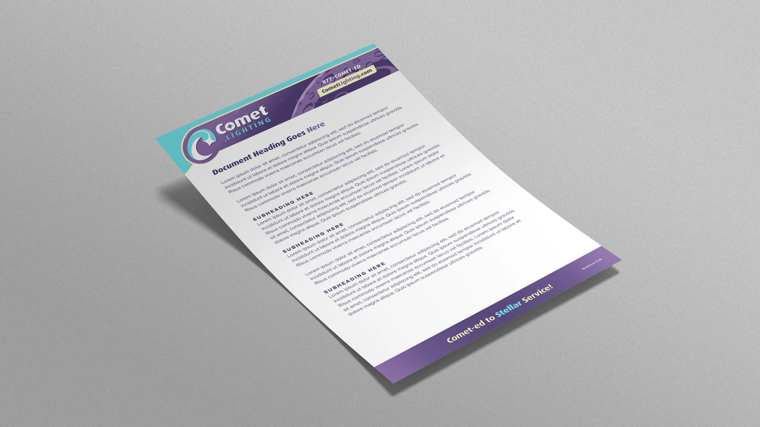 Comet Lighting letterhead design