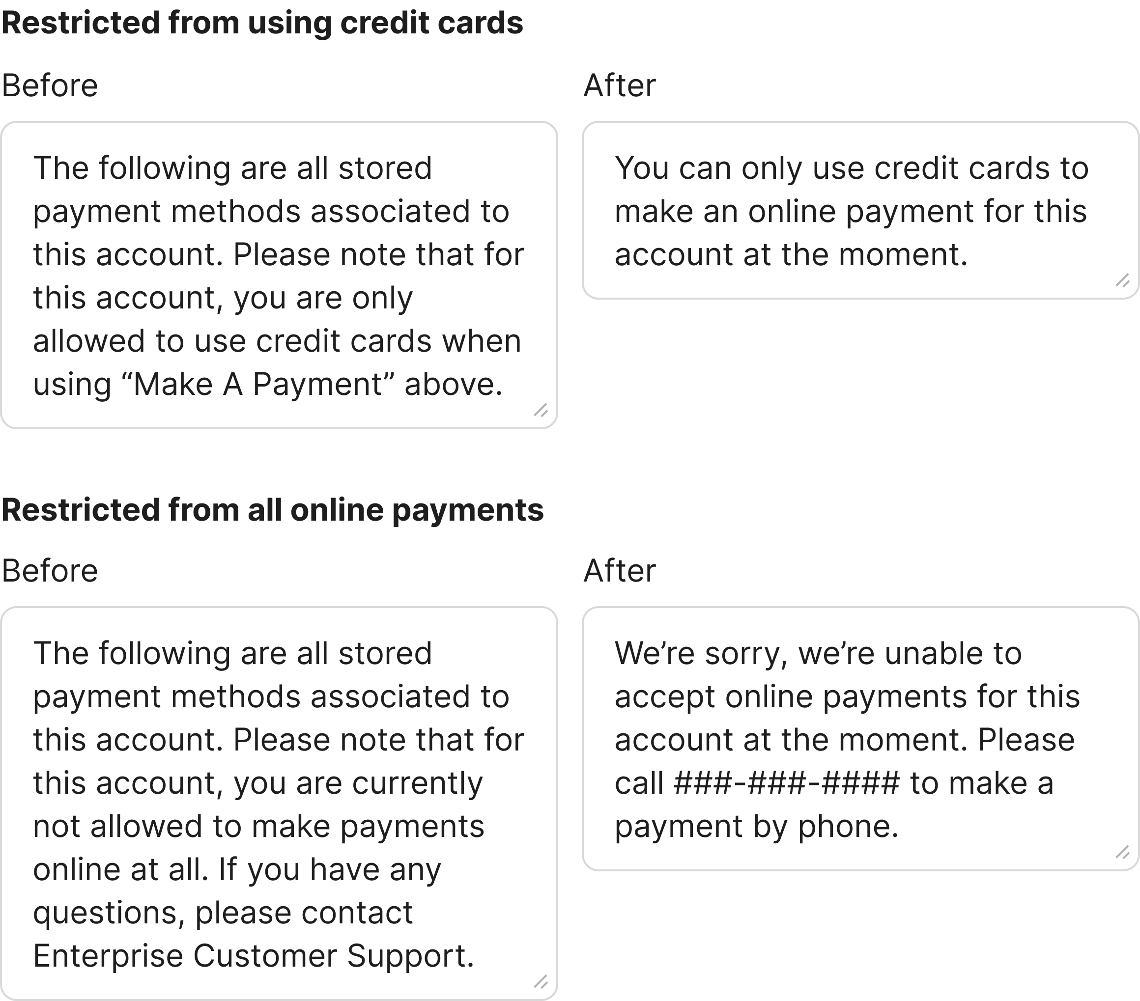 Redesigned error messages.