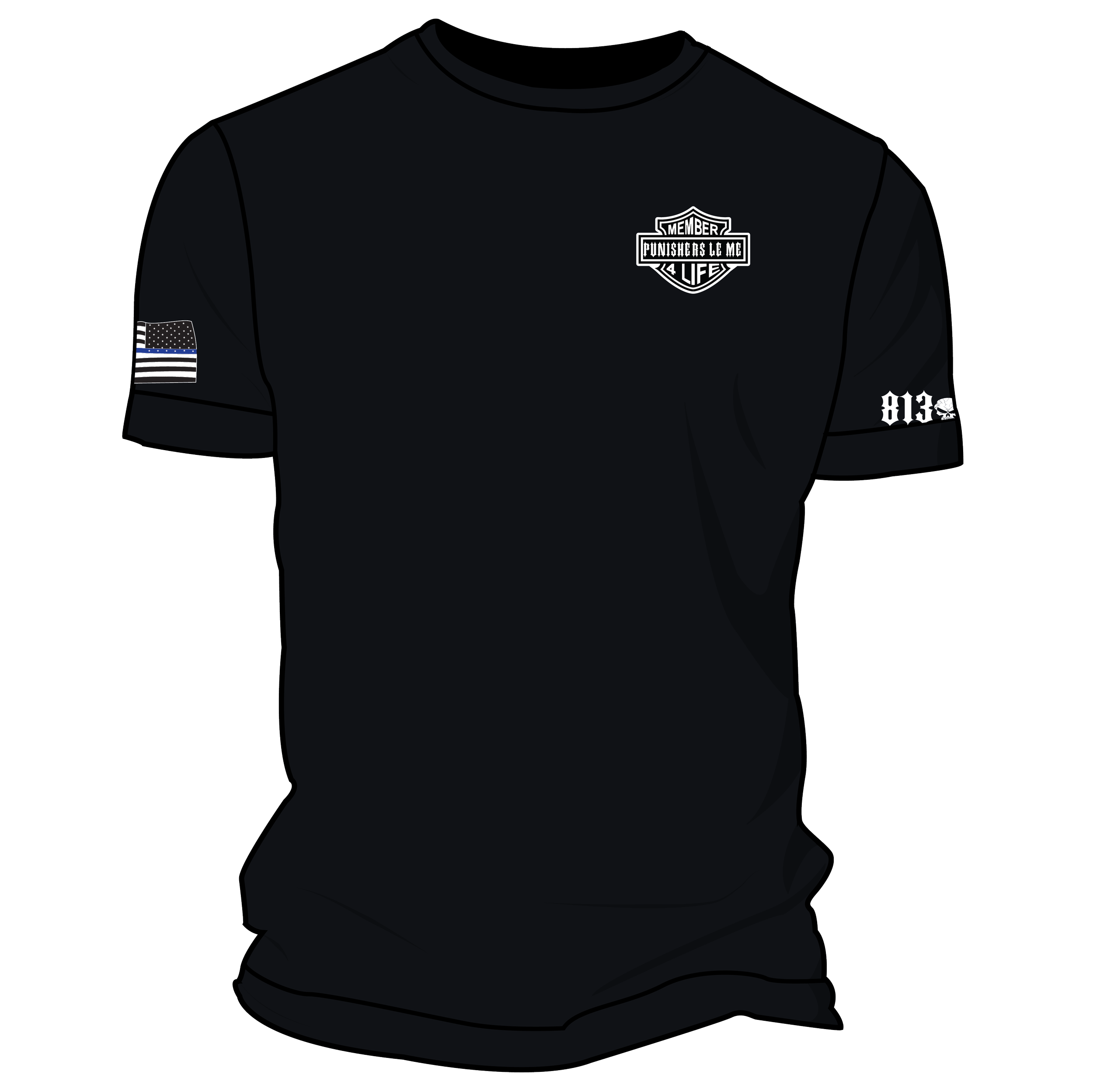 (PUNISHERS MC) - V170 LEVEL Tactical™ Velvet Jersey Men's Crew Neck Tee-BLACK - 5 PIECE