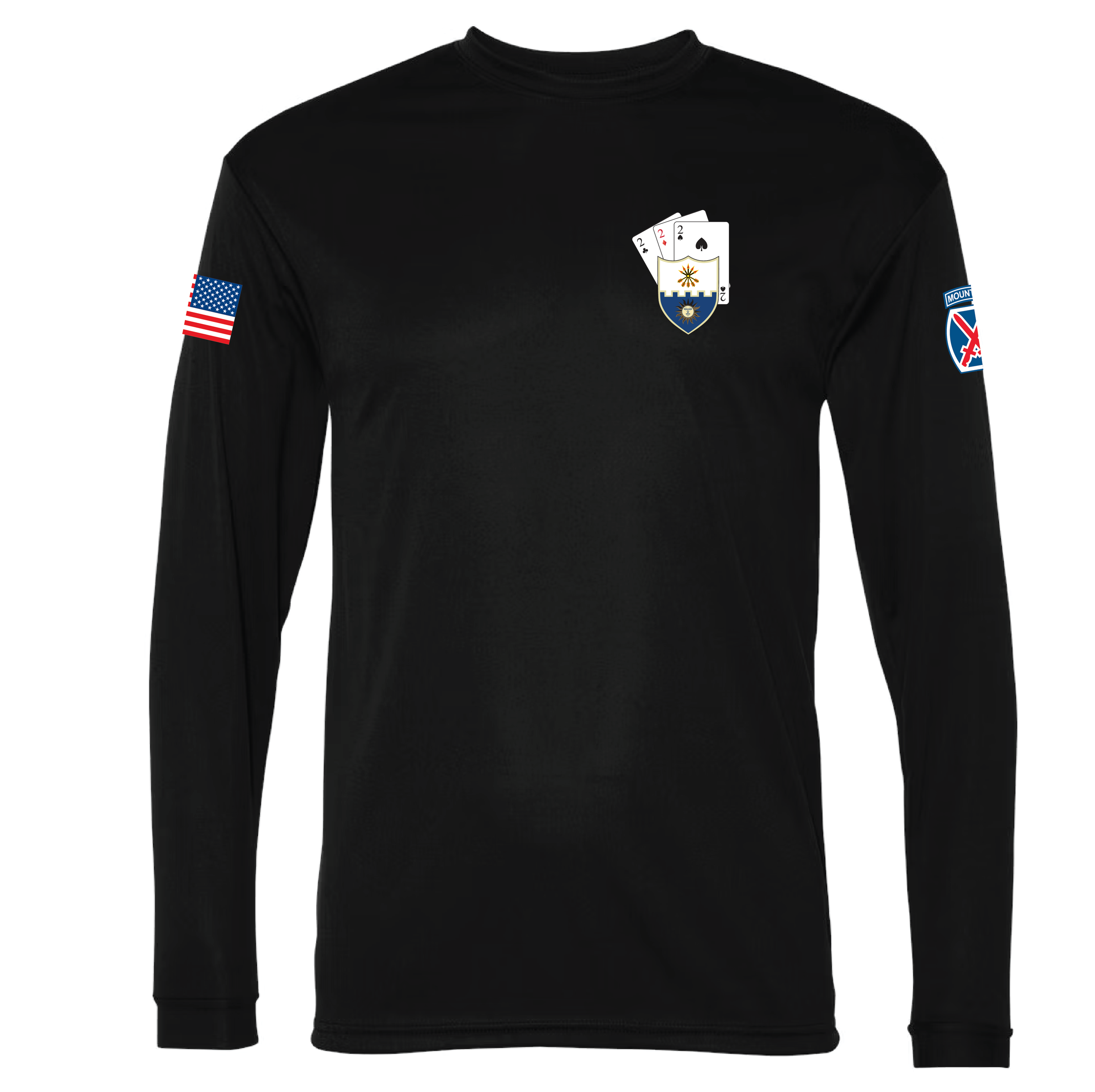 (B CO. - BUSHMASTER, 2-22 INF) - PC54LS Port & Company® Long Sleeve Tee - BLACK