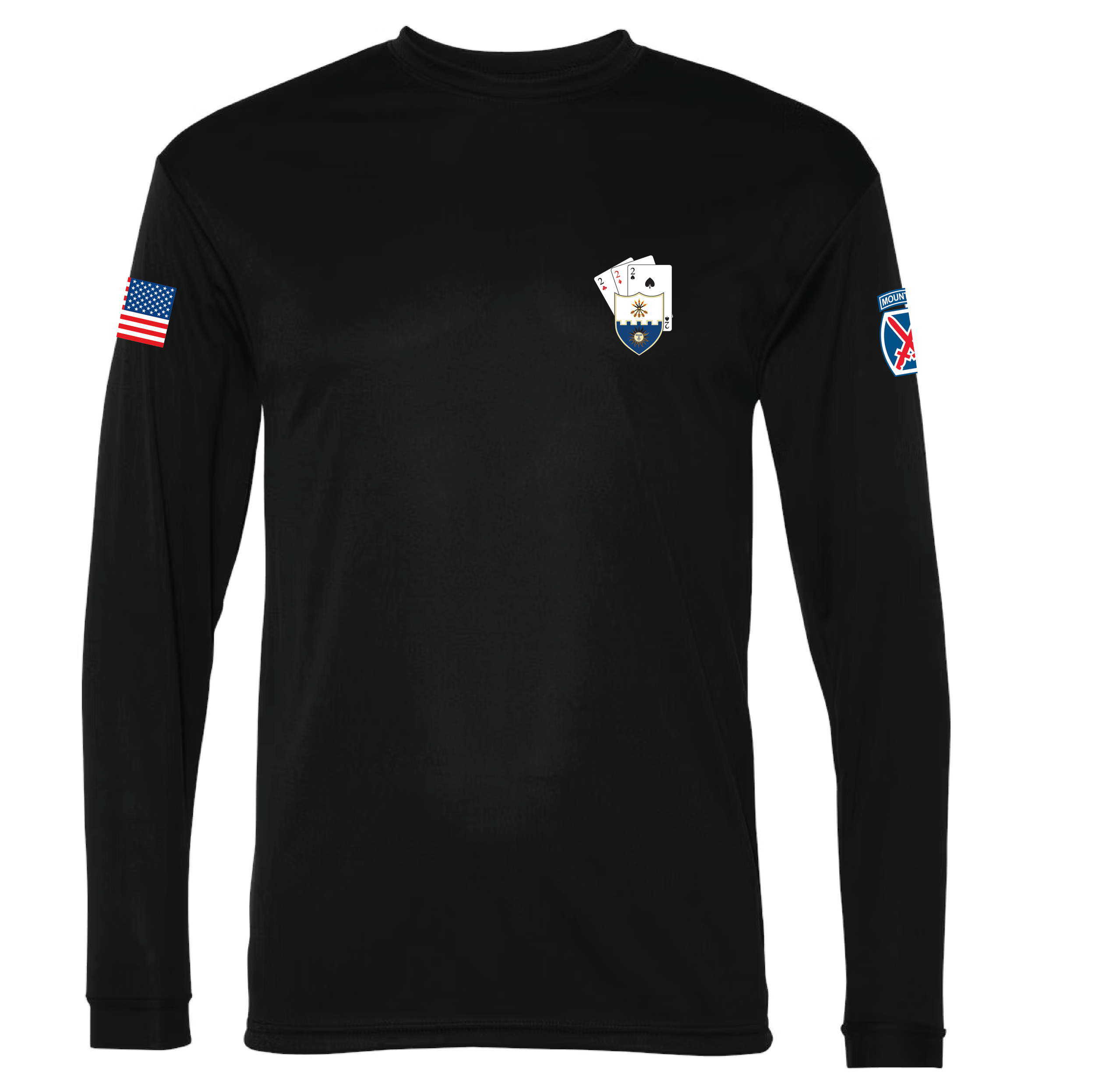 (B CO. - BUSHMASTER, 2-22 INF) - PC54LS Port & Company® Long Sleeve Tee - BLACK