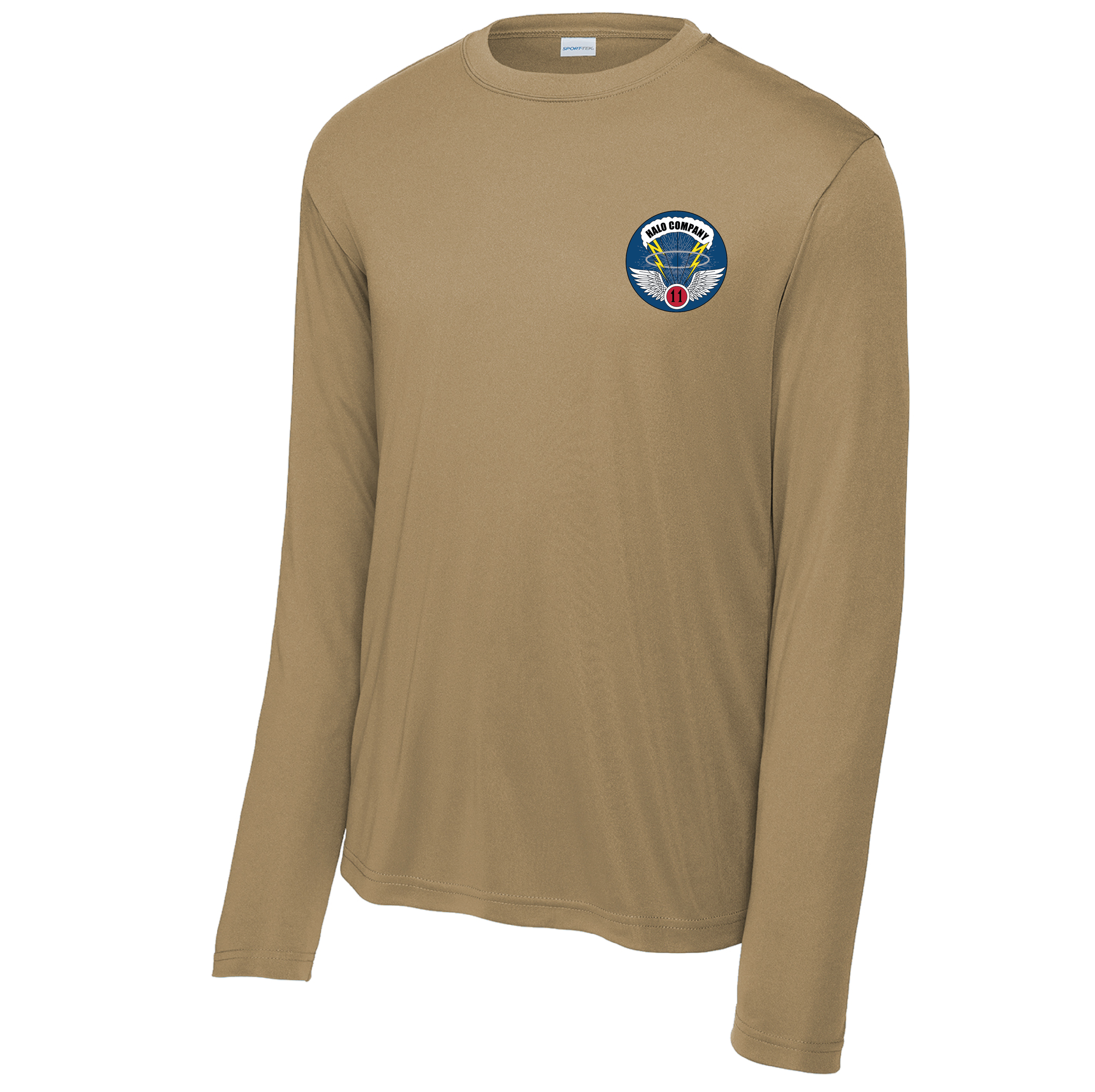 (HALO CO., 11TH ABN DIV) - ST350LS  Sport-Tek® BLACK Long Sleeve PosiCharge® Competitor™ Tee - COYOTE