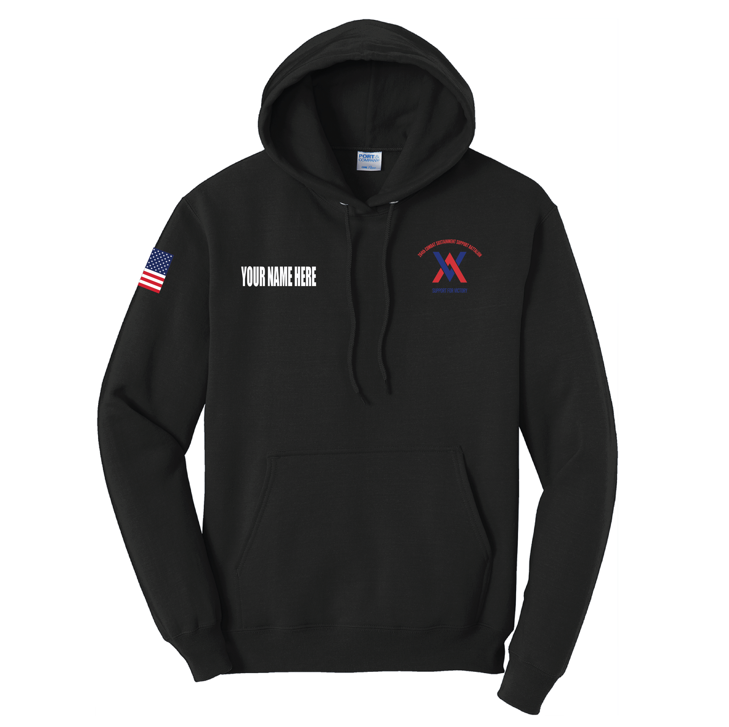 (41ST TSC) - PC78H - Port & Company® Core Fleece Pullover Hooded Sweatshirt - BLACK - CUSTOM