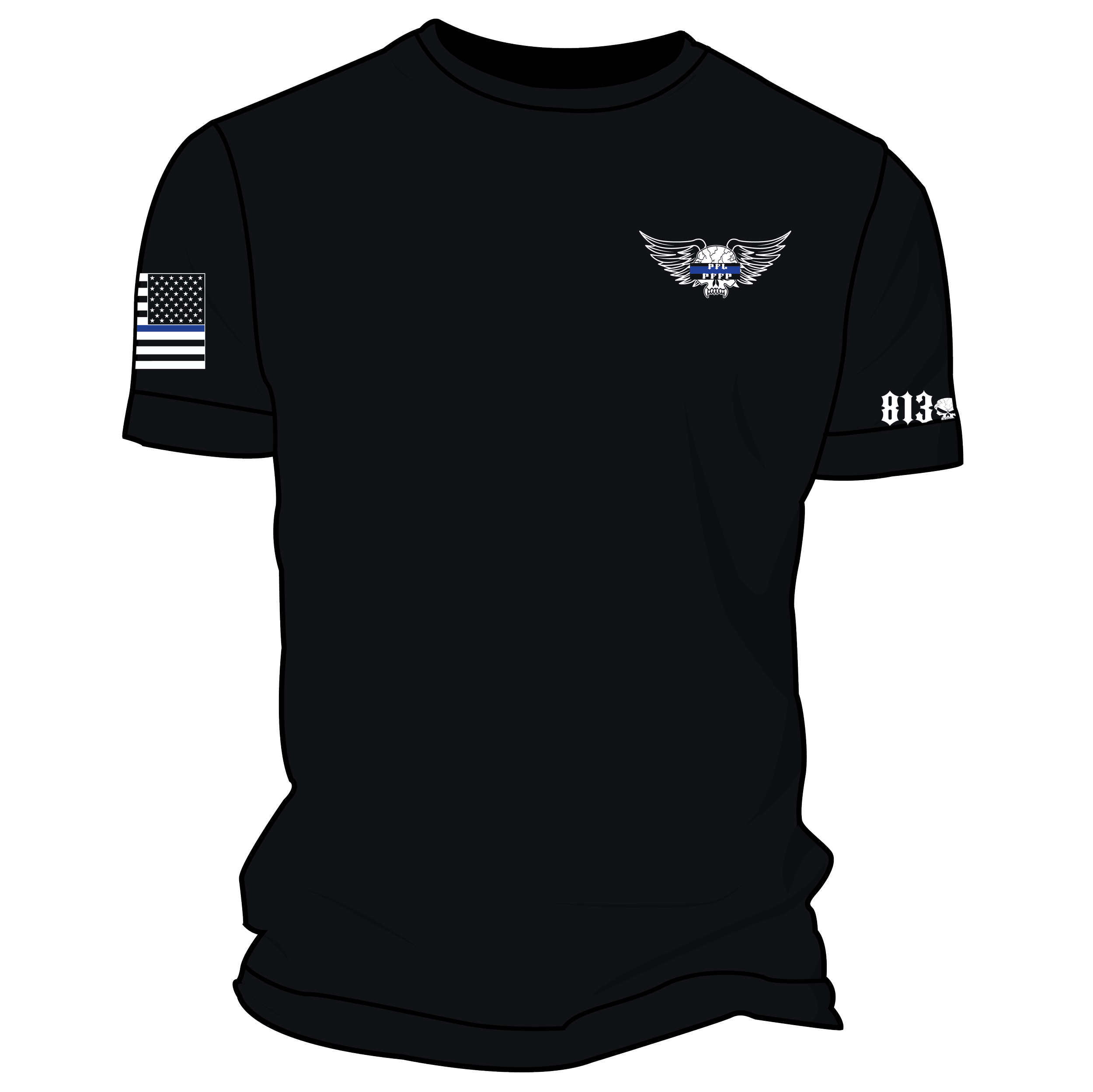 (PUNISHERS MC) - V170 LEVEL Tactical™ Velvet Jersey Men's Crew Neck Tee-BLACK - WINGS