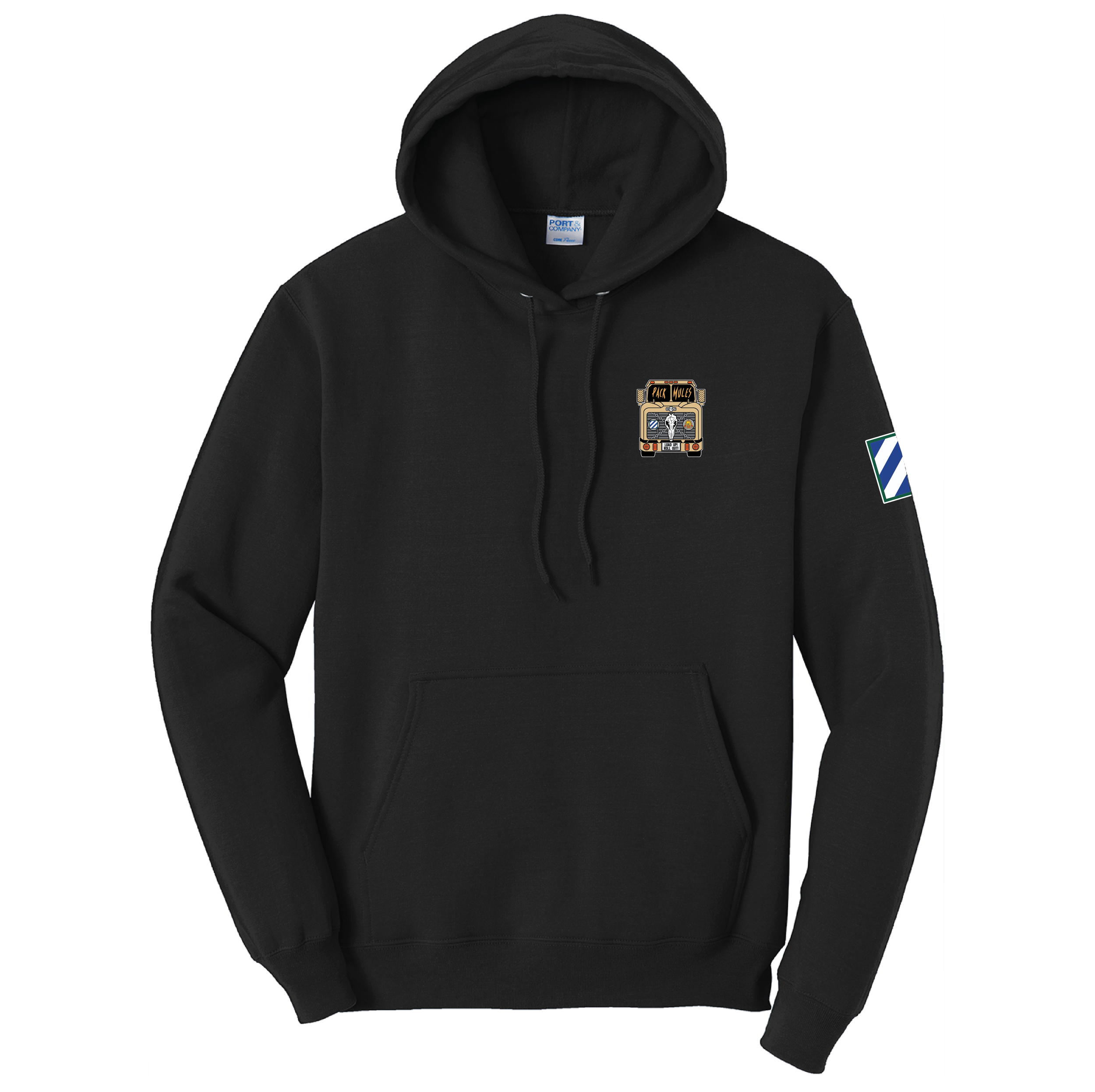 (C CO., PACK MULES) - PC78H Port & Company® Core Fleece Pullover Hooded Sweatshirt - BLACK