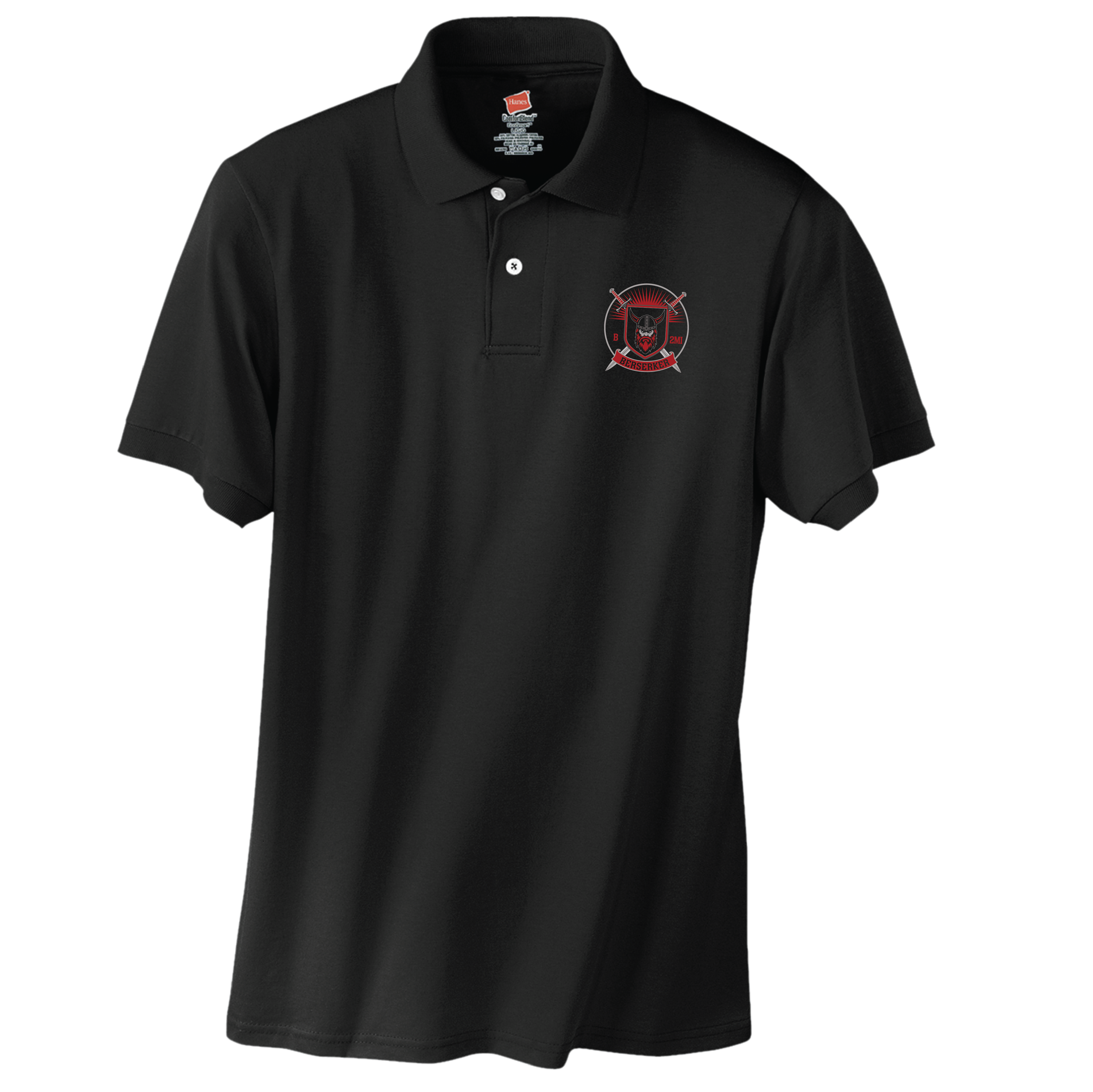 (B CO. 2ND MI BN) - 054X - Hanes® EcoSmart® Jersey Knit Sport Shirt - BLACK