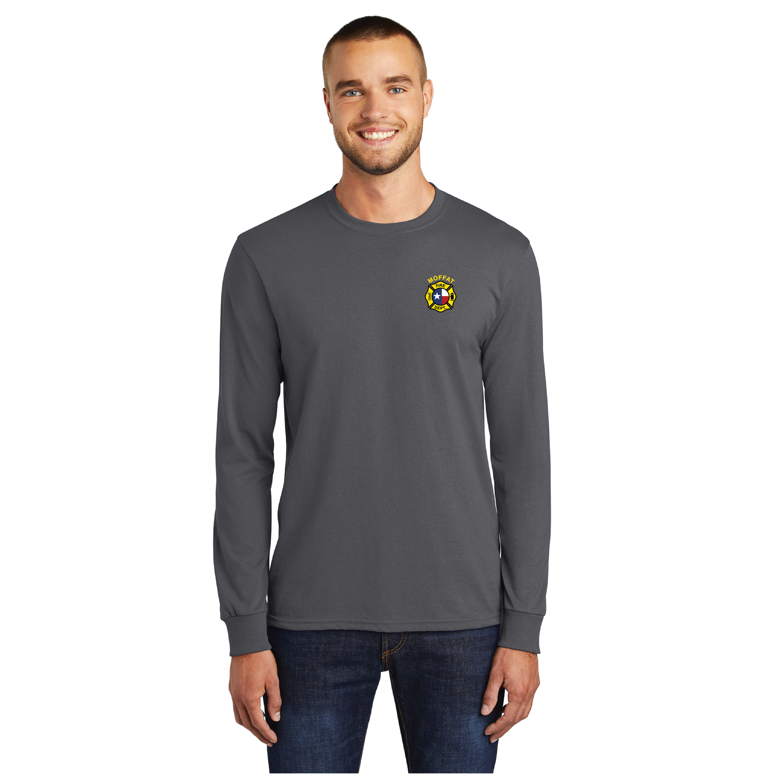 (MOFFAT FIRE DEPT) - PC55LST - Port & Company® TALL Long Sleeve Core Blend Tee- CHARCOAL
