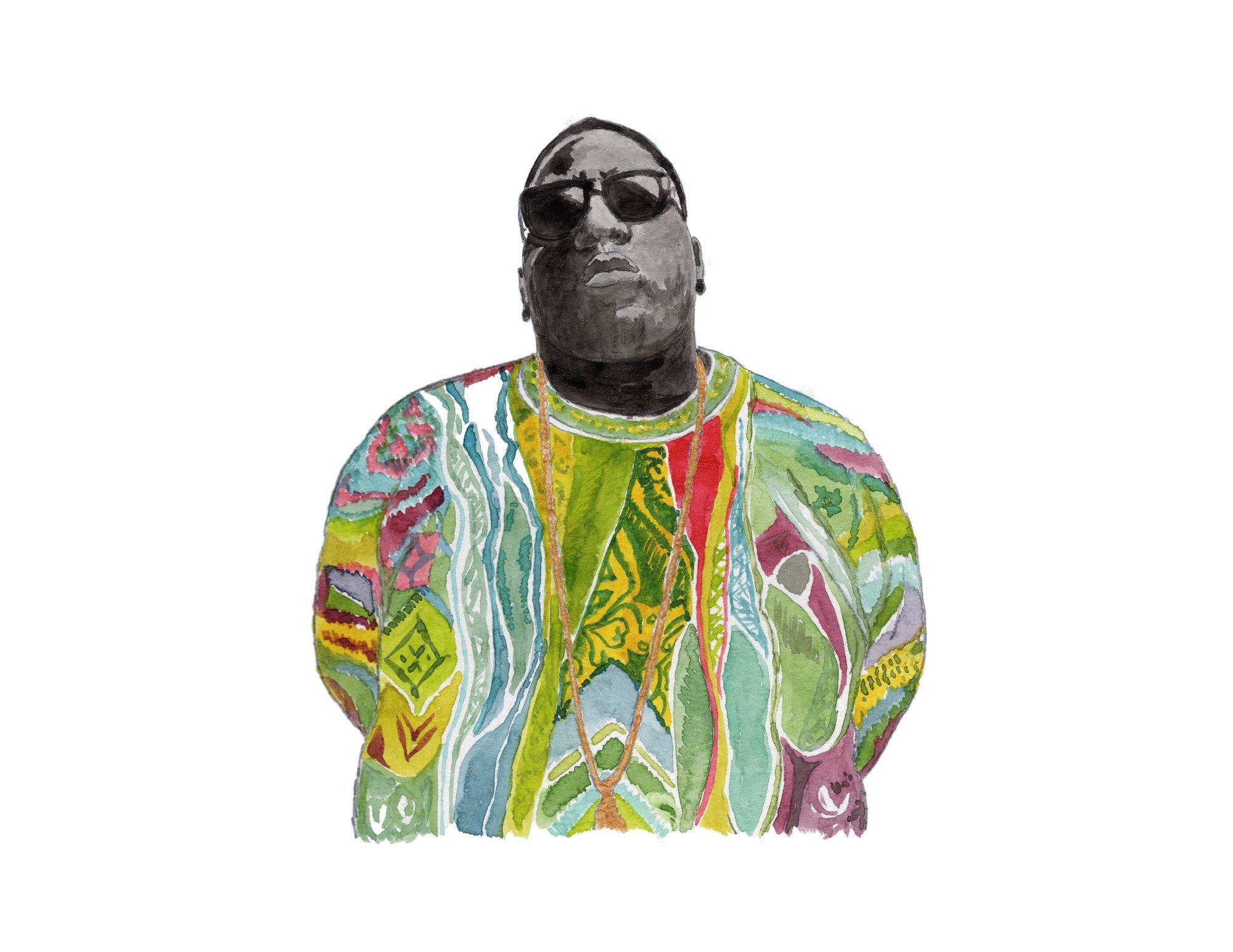 buiten gebruik Slechte factor George Hanbury Biggie Smalls Watercolor Painting | Coogi Sweater | Notorious BIG | Biggie  Wall Art | Hip Hop Print | Hip Hop Wall Art — Bradford & Co.