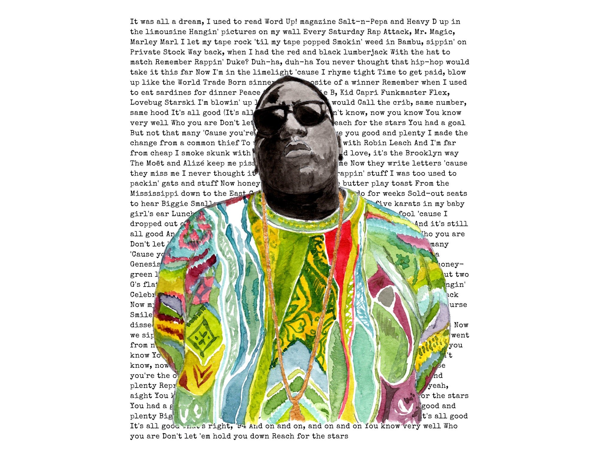 It Was All a Dream Wall Print Hip Hop Lyrics Print Biggie Smalls