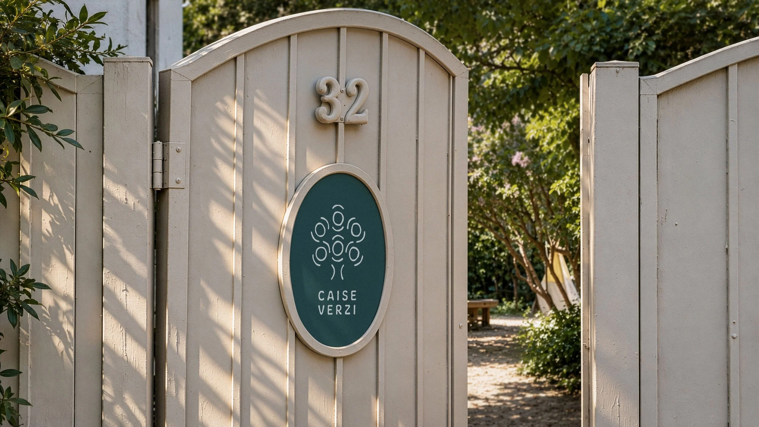 Caise Verzi outdoor signage at the entrance to the play garden