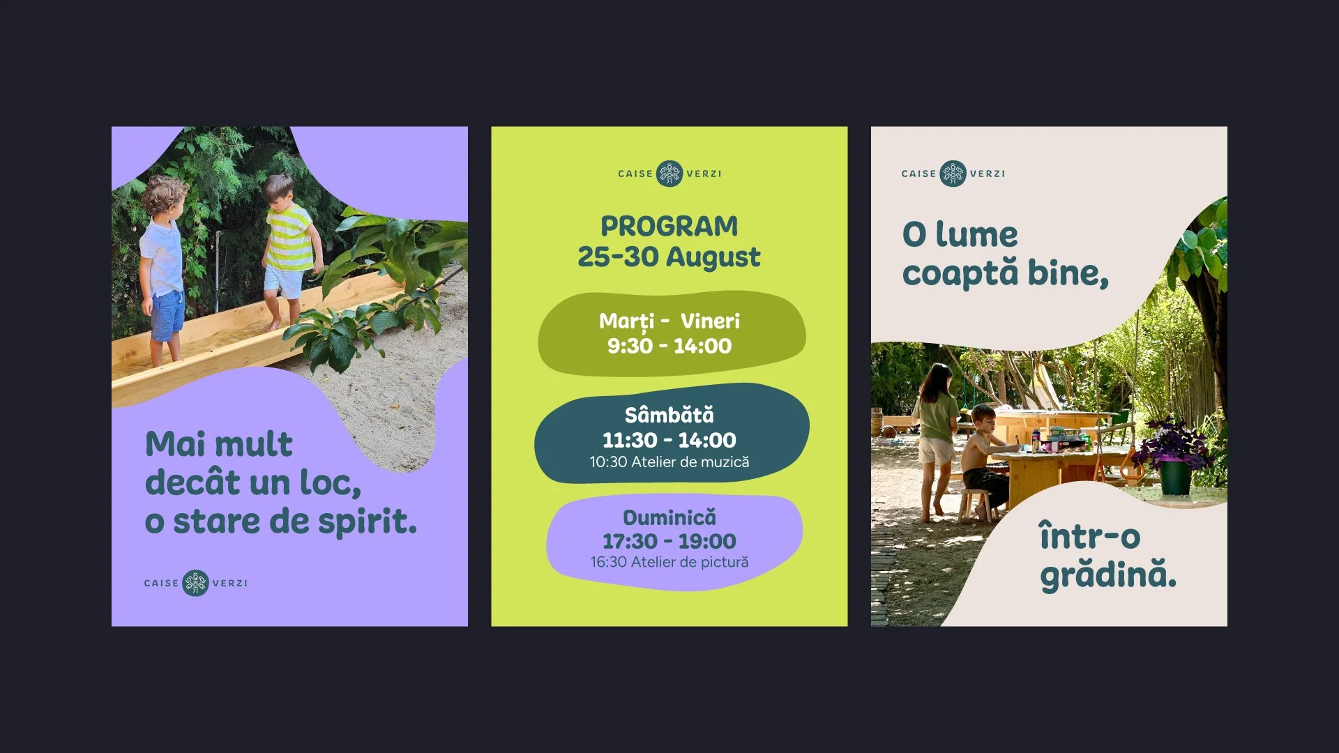 Caise Verzi social media graphics promoting activities and events
