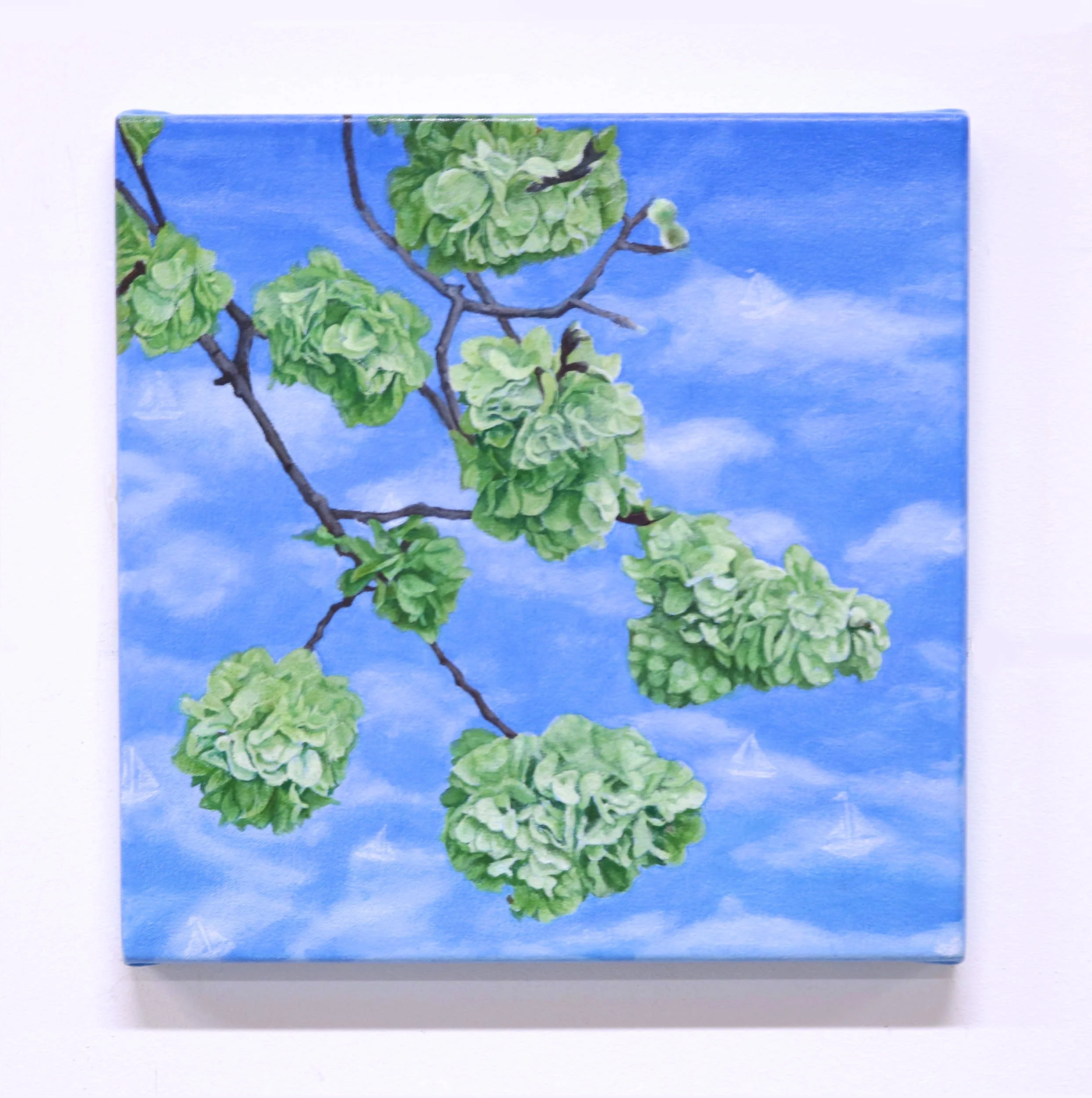 'Sky with Green 1', oil on canvas, 35 x 35 cm