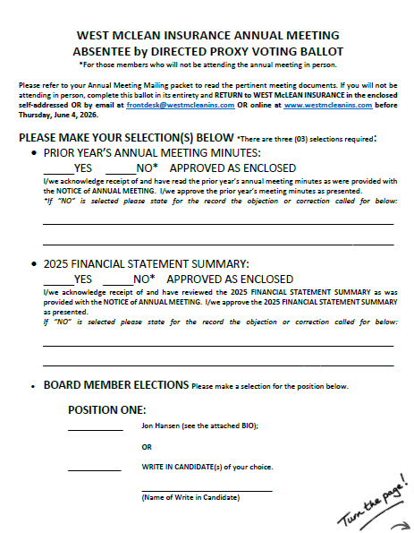 119th Annual Meeting - Proxy Ballot