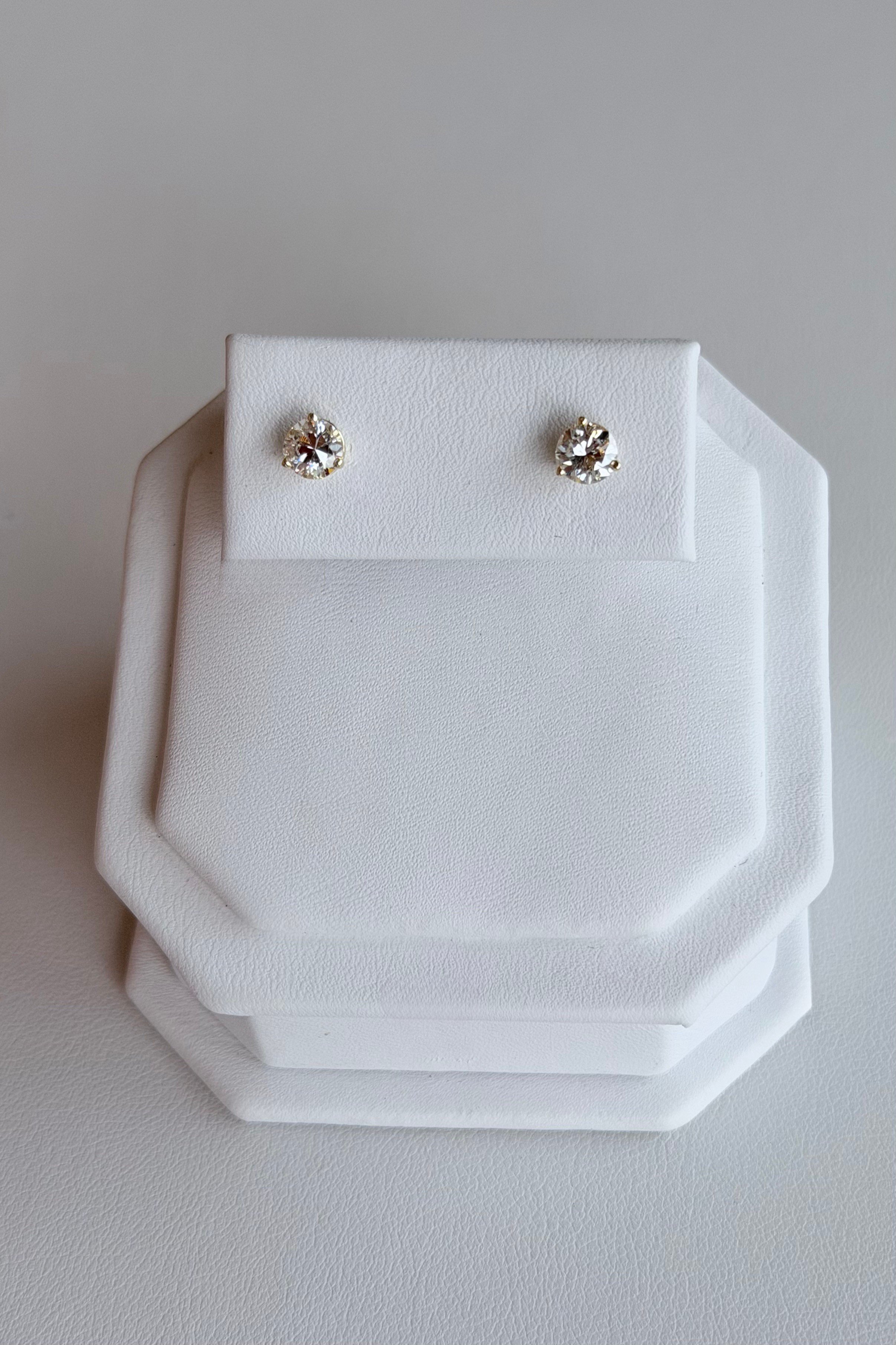 14K WHITE GOLD .97 CT FULL CUT ROUND BRILLIANT NATURAL DIAMOND MARTINI STUD EARRINGS