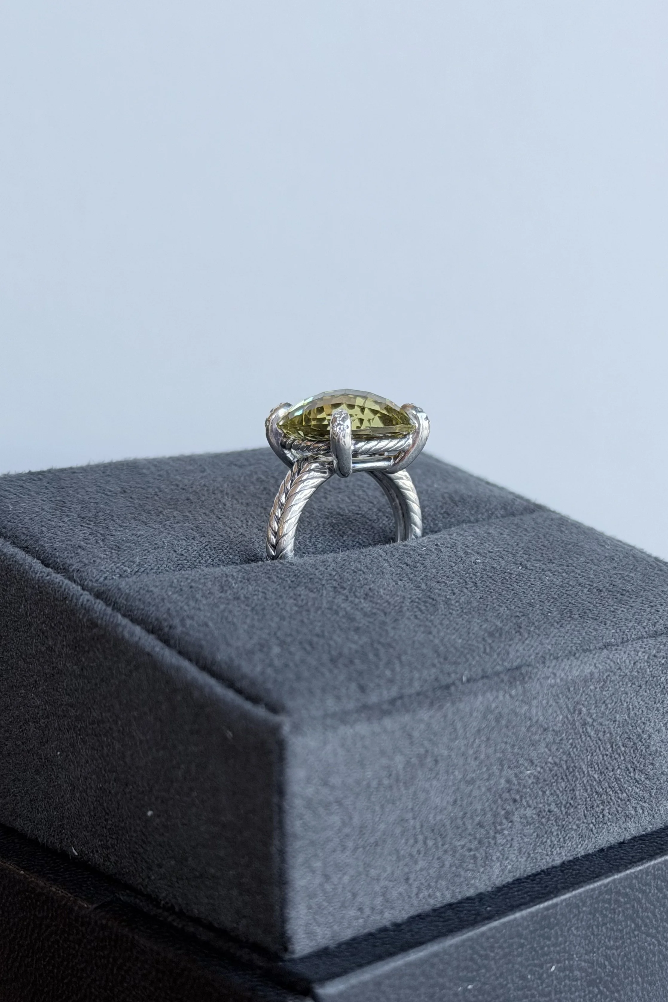 DAVID YURMAN CHATELAINE RING STERLING SILVER WITH LEMON CITRINE AND DIAMONDS