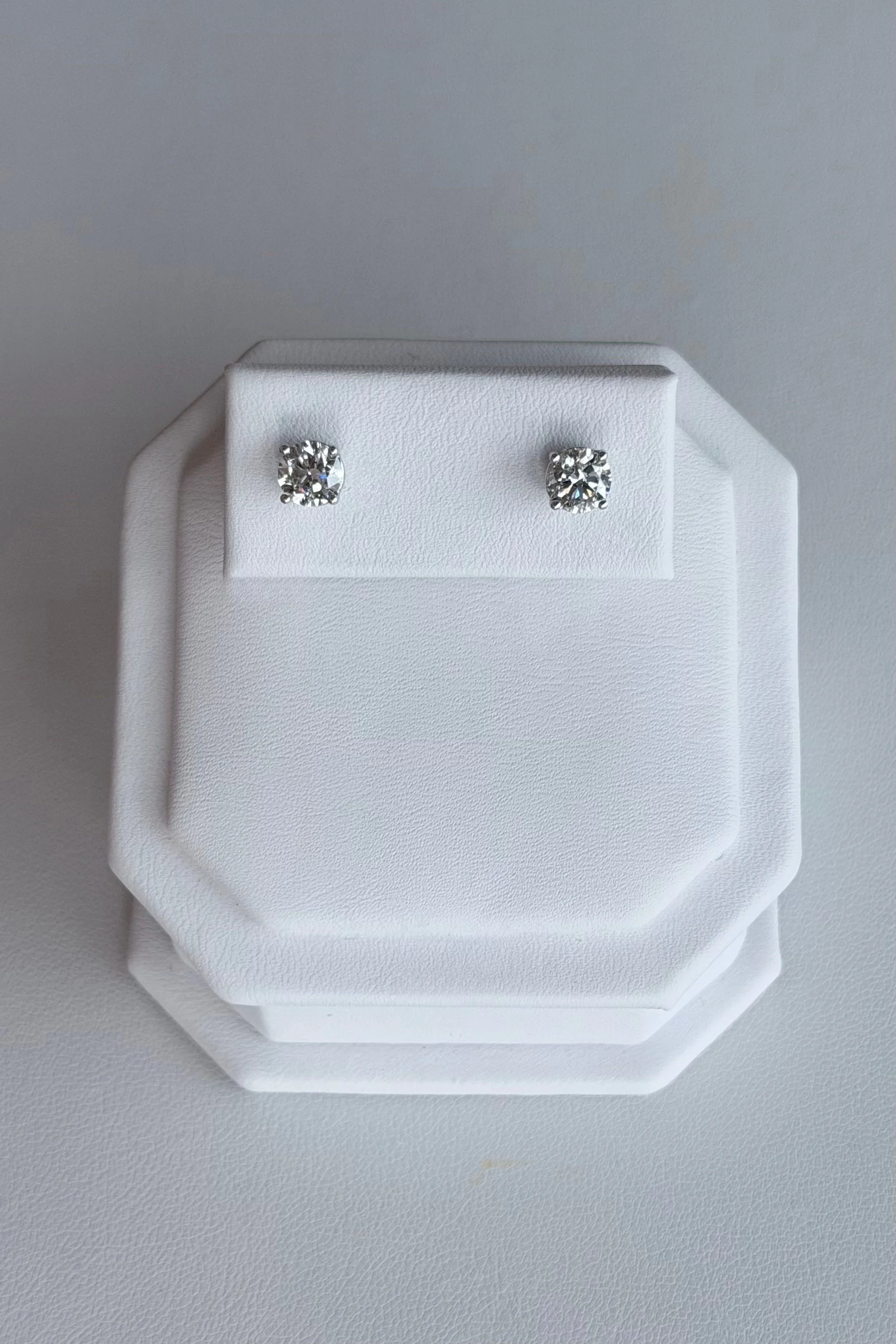 14K WHITE GOLD 1.60 CT FULL CUT ROUND BRILLIANT NATURAL DIAMOND STUD EARRINGS