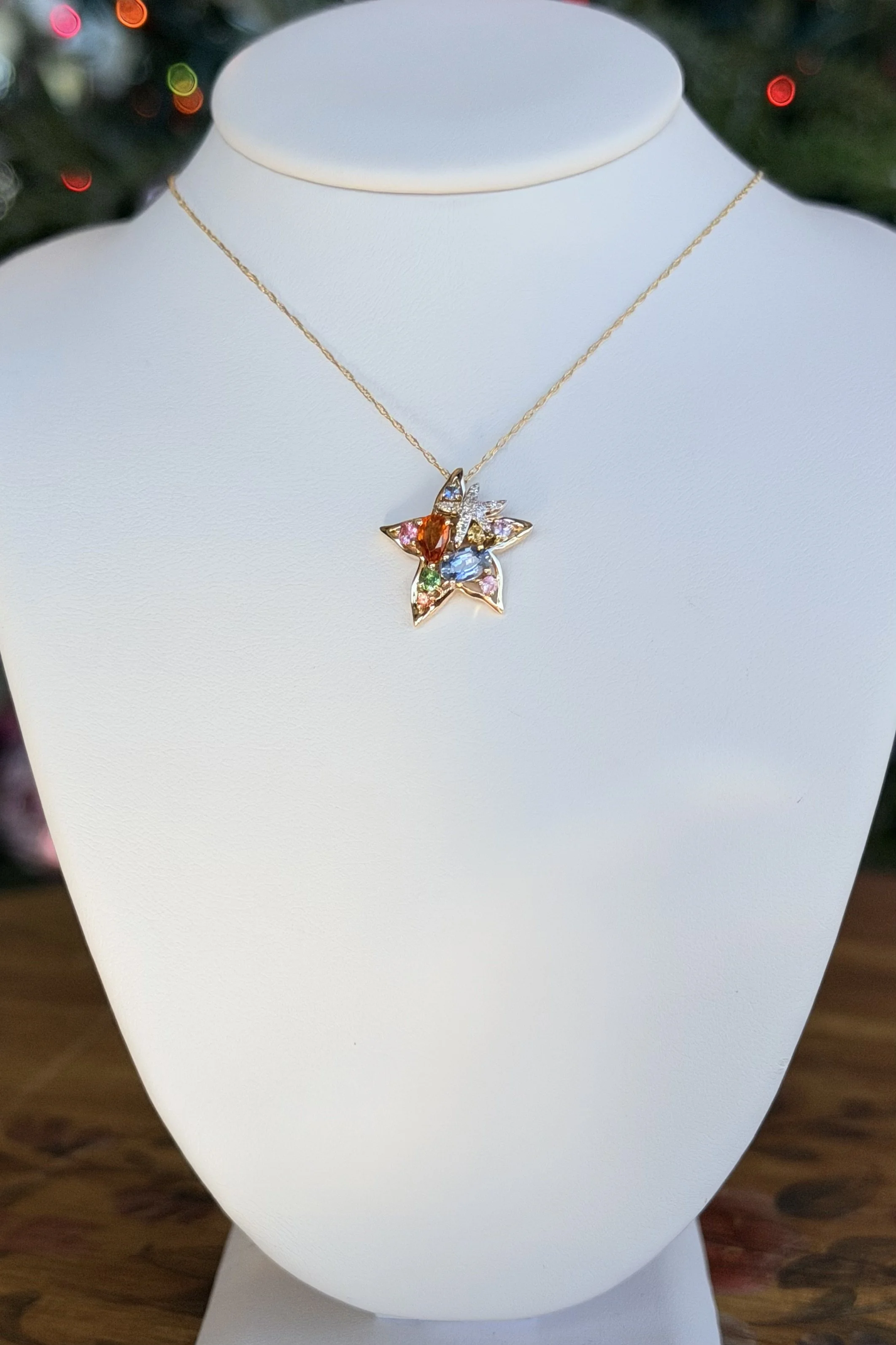 EFFY 14K YELLOW GOLD MULTI-GEMSTONE & DIAMOND STARFISH NECKLACE
