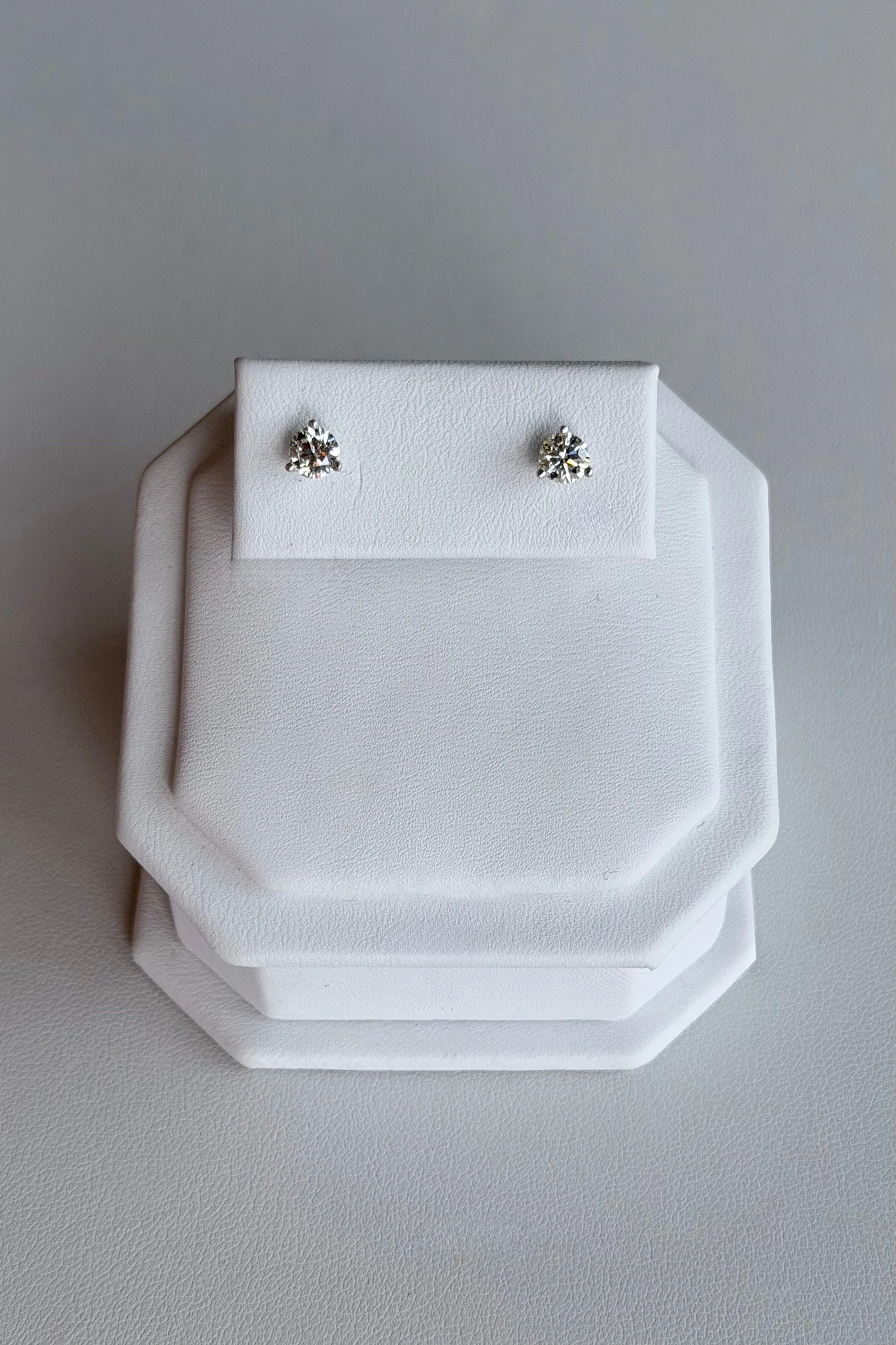 18K WHITE GOLD .79 CT FULL CUT ROUND BRILLIANT NATURAL DIAMOND MARTINI STUD EARRINGS